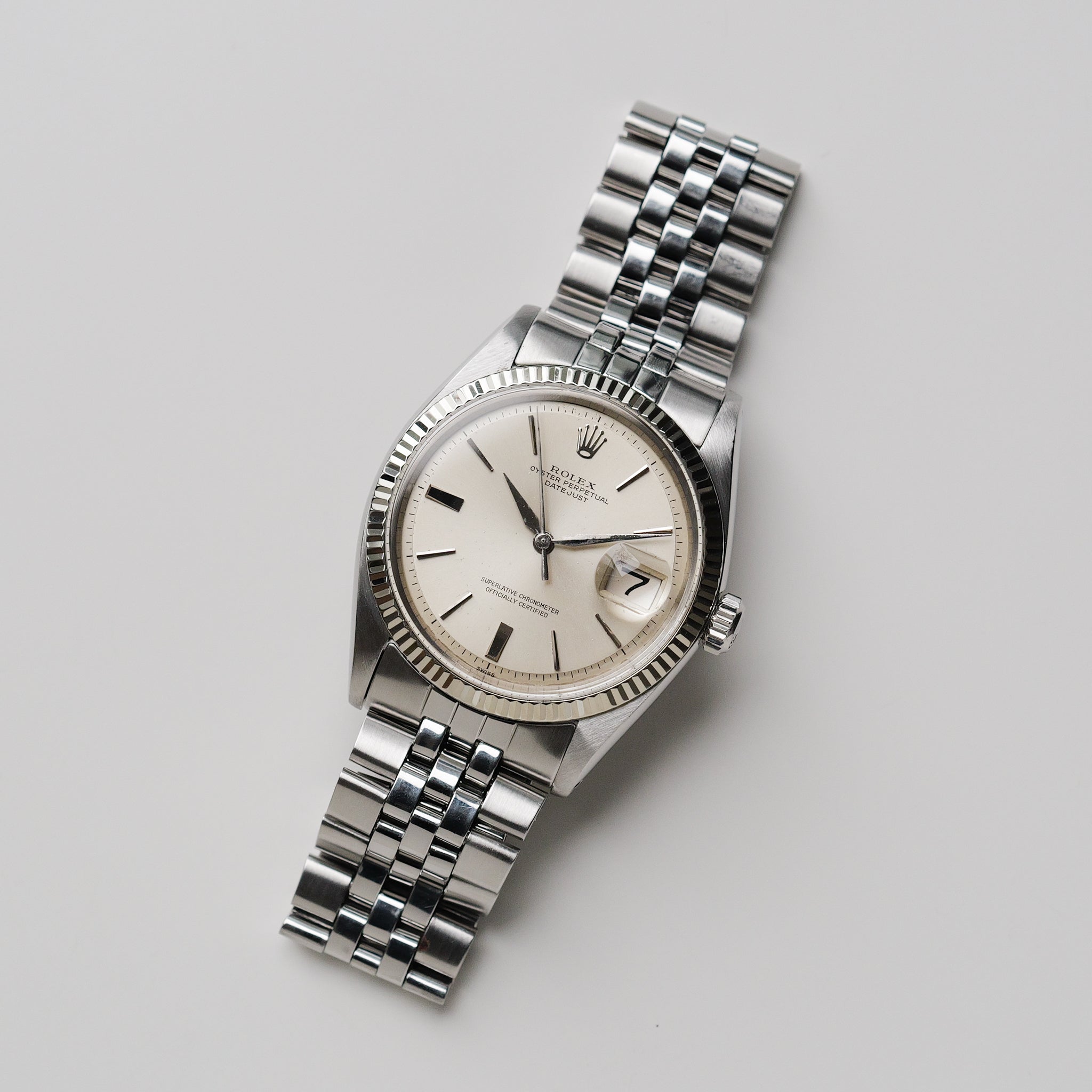 U⑦ROLEX　デイトジャスト 1601用 シルバーダイヤル ロレックス/デイトジャスト/ドアストップダイヤル/初期ベゼルシルバー