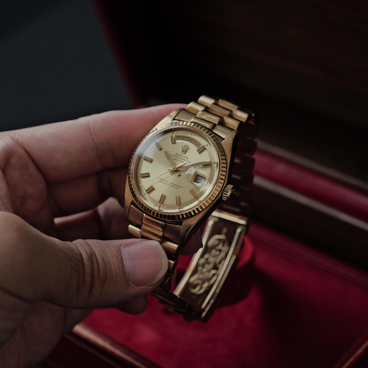 ロレックス/デイデイト1803/ワイドボーイ/18Kイエローゴールド/プレジデントブレスビッグロゴ/保証書付ワンオーナーフルセット/ROLEX DAY-DATE Ref.1803 “WIDE BOY, BIG LOGO” 18KYG 1970y Full Set One Owner