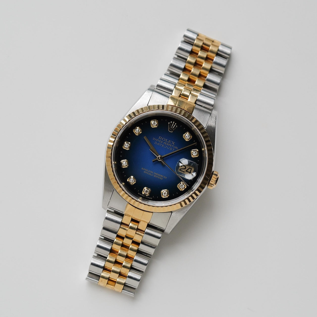 ロレックス/デイトジャスト16233G/ブルーグラデーション/10Pダイヤモンド/ROLEX DATE-JUST Ref.16233G "BLUE GRADATION" 10P DIAMONDS 18KYG 2001Y