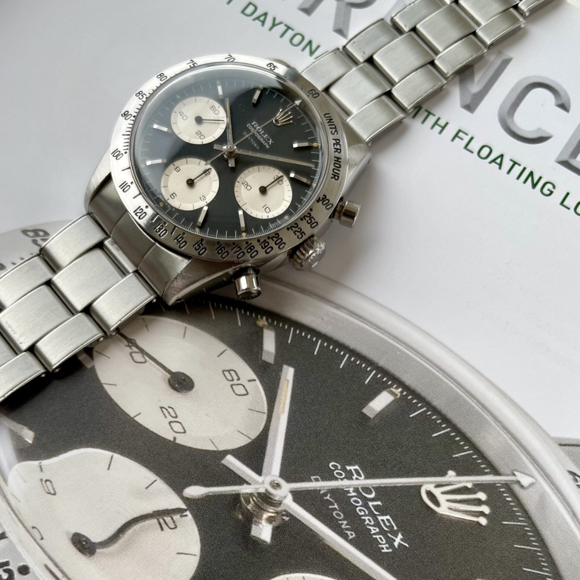 Restock ROLEX DAYTONA ref.6239 "DOUBLE SWISS" 1964Y floating "DAYTONA"