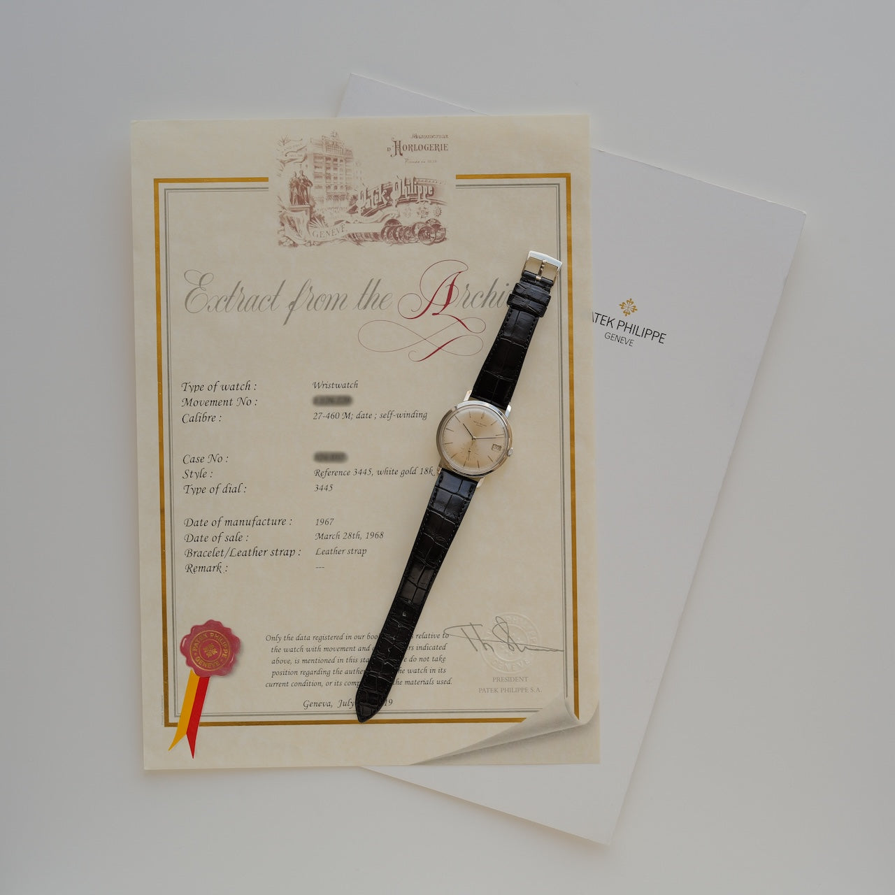 パテック・フィリップ/カラトラバ/3445/18KWG/27-460/アーカイブ証明書付き/PATEK PHILIPPE CALATRAVA Ref.3445/18KWG/cal.27-460 with Archive Paper