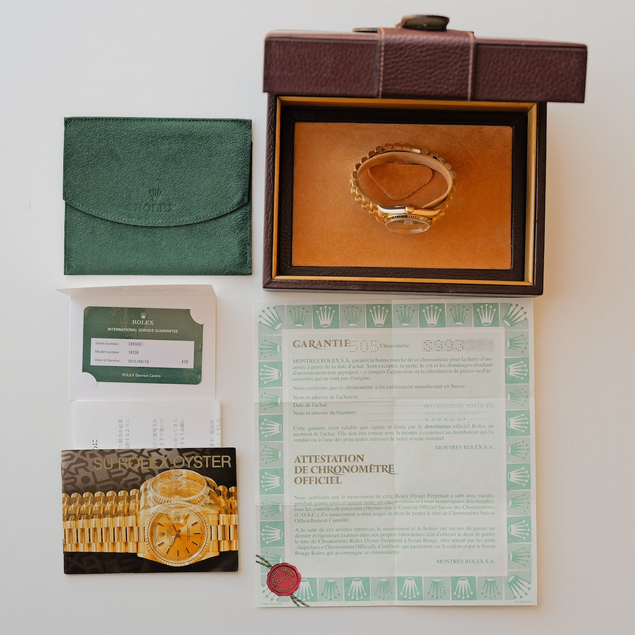 ロレックス/デイデイト36/18238/S番/ローマ数字/18Kイエローゴールド/ROLEX DAY-DATE 36 Ref.18238 18KYG "Roman" 1993 Box and Papers
