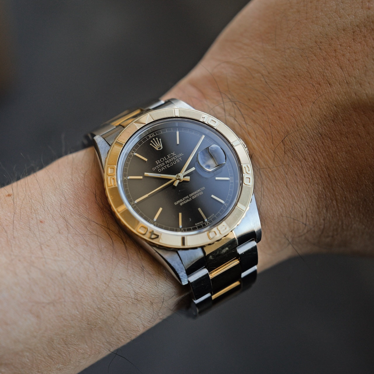 ロレックス/デイトジャスト16263/サンダーバード/ブラックダイヤル/18KYGベゼル/ROLEX DATE-JUST 36 Ref.16263 "Thunderbird" Black Dial 18KYG Bezel 2003