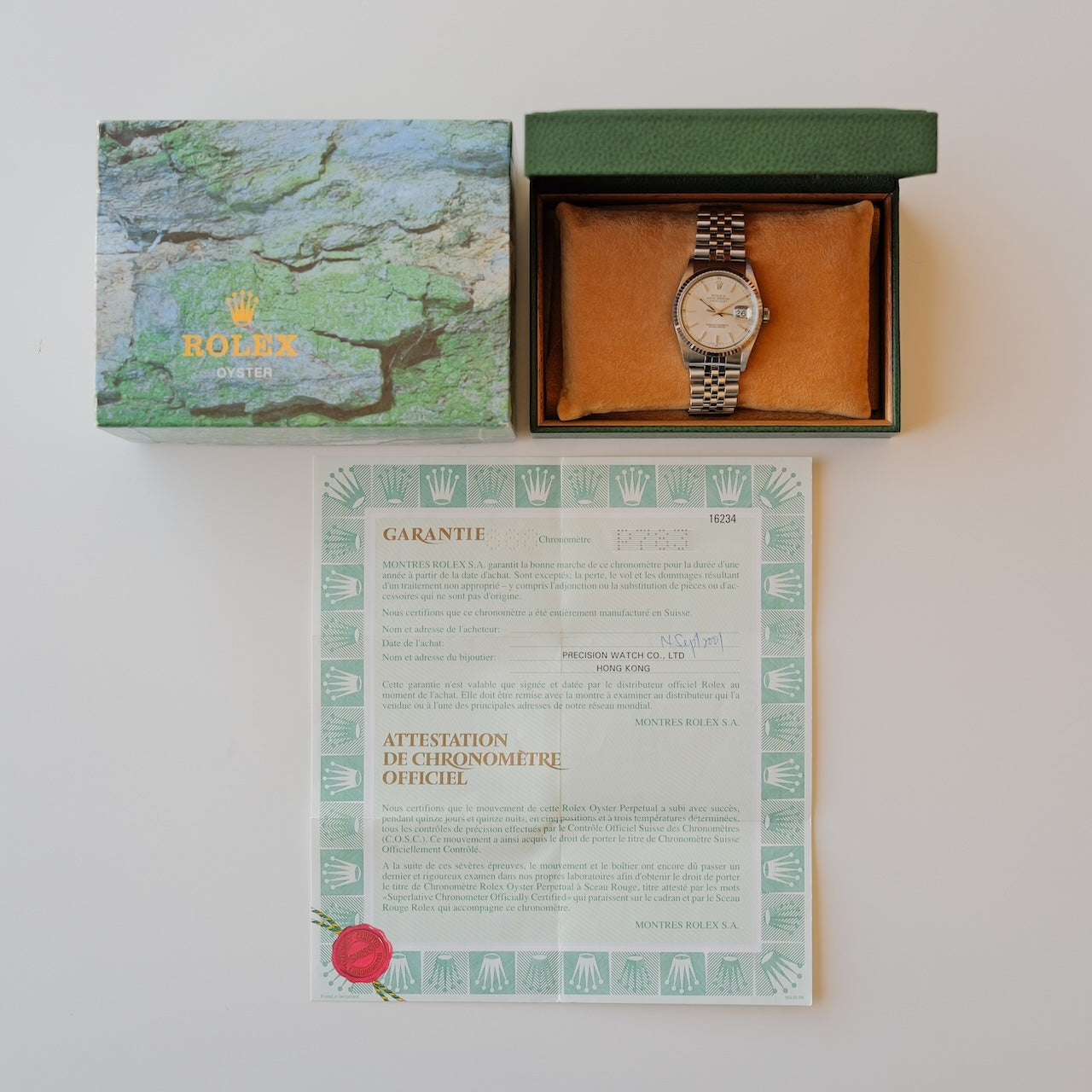 ロレックス/デイトジャスト16234/P番/シルバーダイヤル/保証書付き/ROLEX DATE-JSUT 36 Ref.16234 Silver Dial 2000 Box and Papers