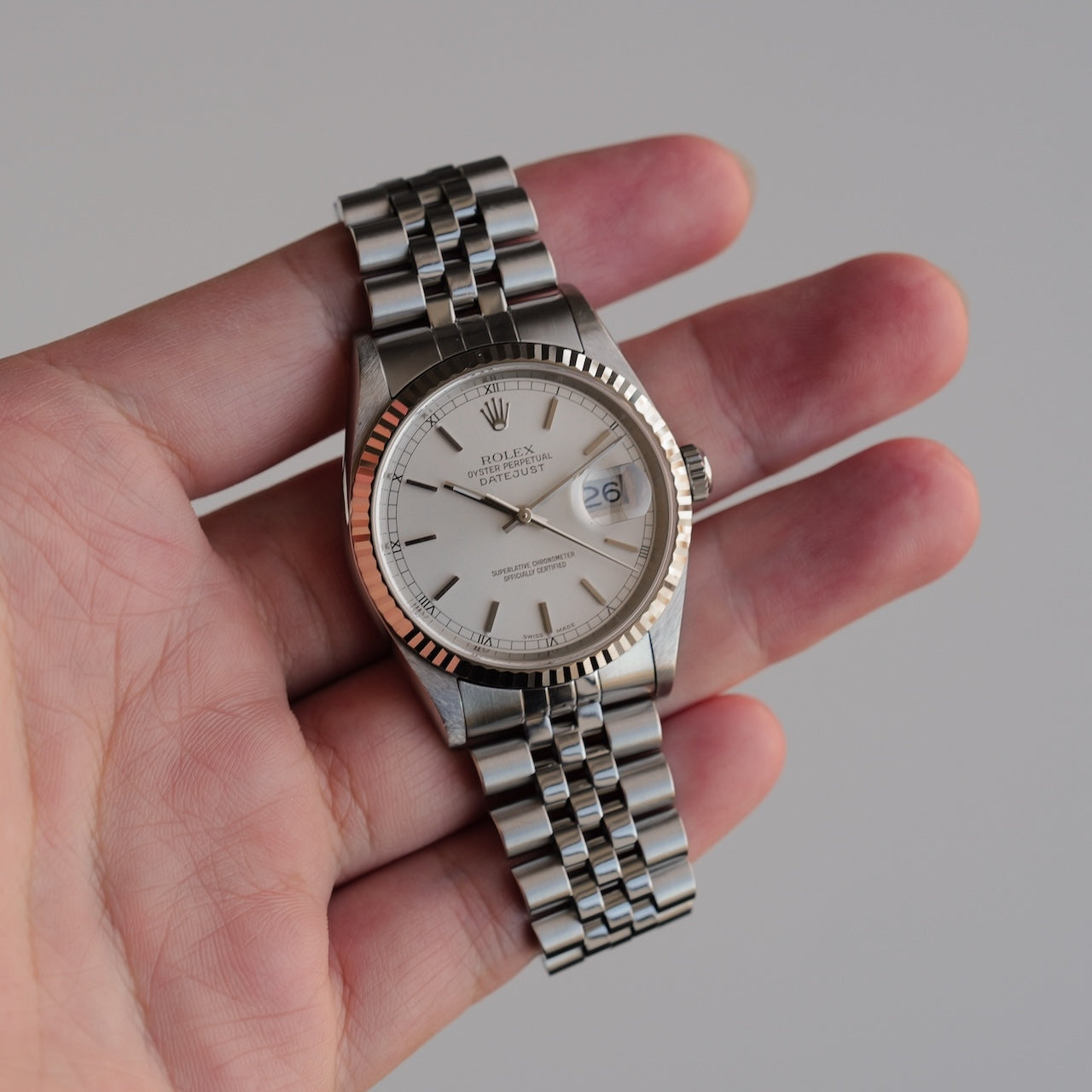 ロレックス/デイトジャスト16234/P番/シルバーダイヤル/保証書付き/ROLEX DATE-JSUT 36 Ref.16234 Silver Dial 2000 Box and Papers