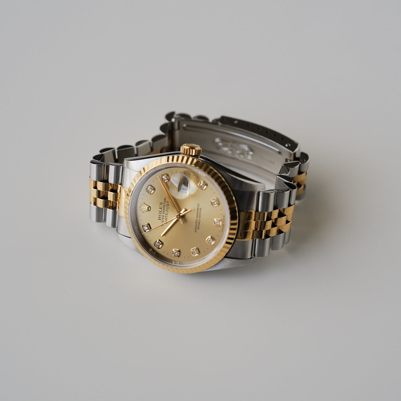 ロレックス/デイトジャスト16233G/18KYG/10Pダイヤモンド/保証書付きフルセット/ROLEX DATE-JUST Ref.16233G "10P Diamond" 18KYG 1997-98 Full Set
