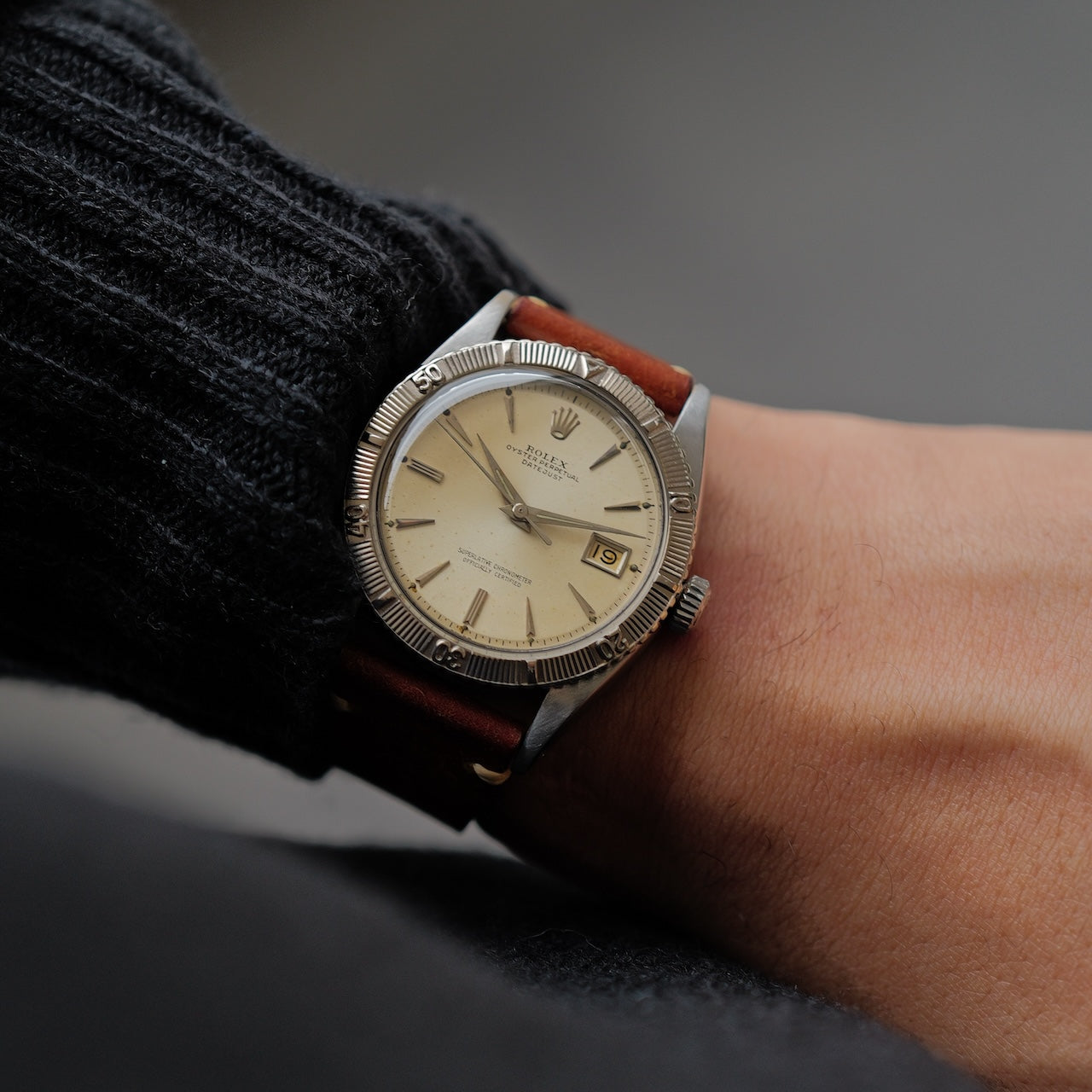 ロレックス/デイトジャスト6609/サンダーバード/シルバーダイヤル/WGベゼル/ROLEX DATE-JUST REF.6609 "Thunderbird" Silver Dial WG Bezel 1957