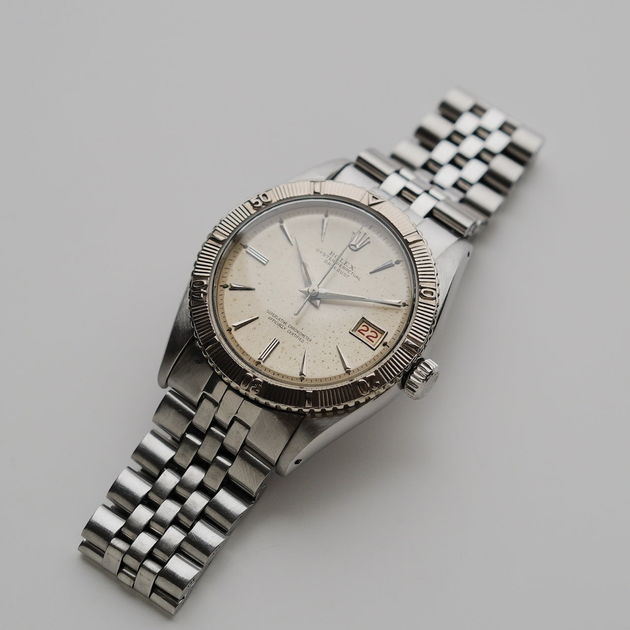 ロレックス/デイトジャスト6609/サンダーバード/シルバーダイヤル/WGベゼル/ROLEX DATE-JUST REF.6609 "Thunderbird" Silver Dial WG Bezel 1957