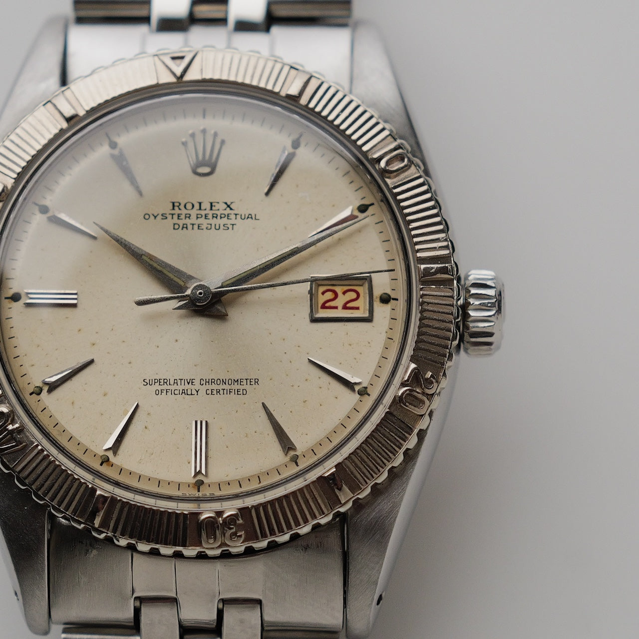 ロレックス/デイトジャスト6609/サンダーバード/シルバーダイヤル/WGベゼル/ROLEX DATE-JUST REF.6609 "Thunderbird" Silver Dial WG Bezel 1957