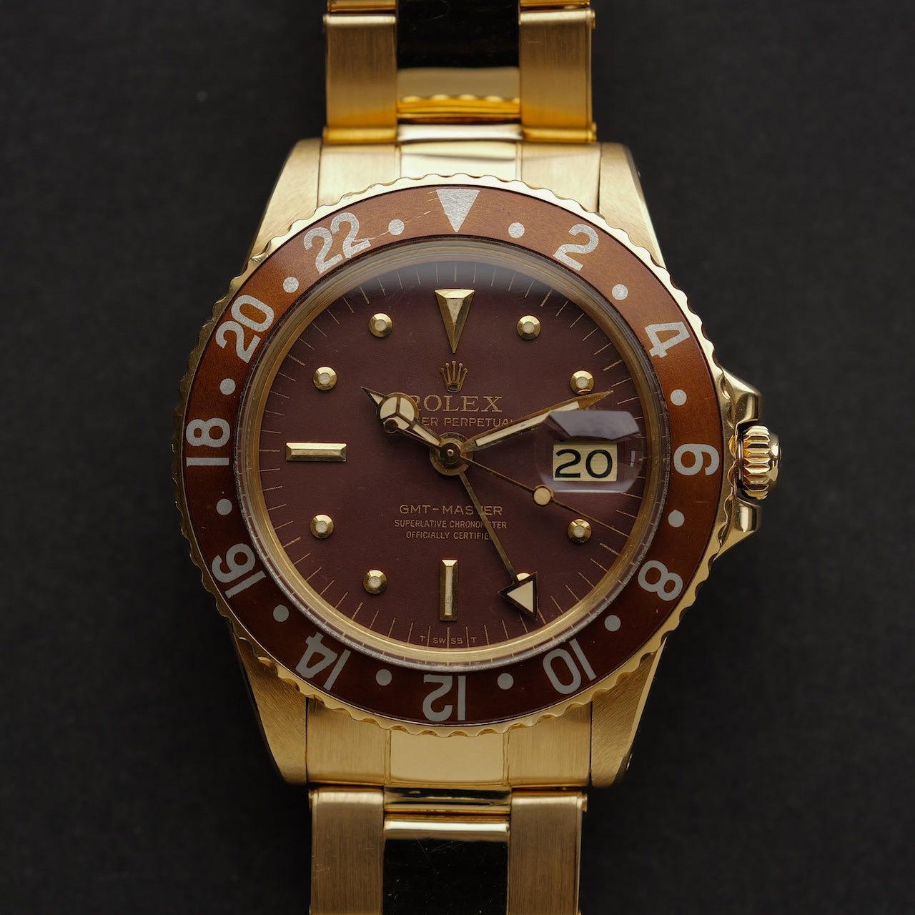 ロレックス/GMTマスター1675/8/茶つぼ/ブレス付/ROLEX GMT-MASTER "Brown Nipple Dial" Ref.1675/8 18KYG with Bracelet 1975y