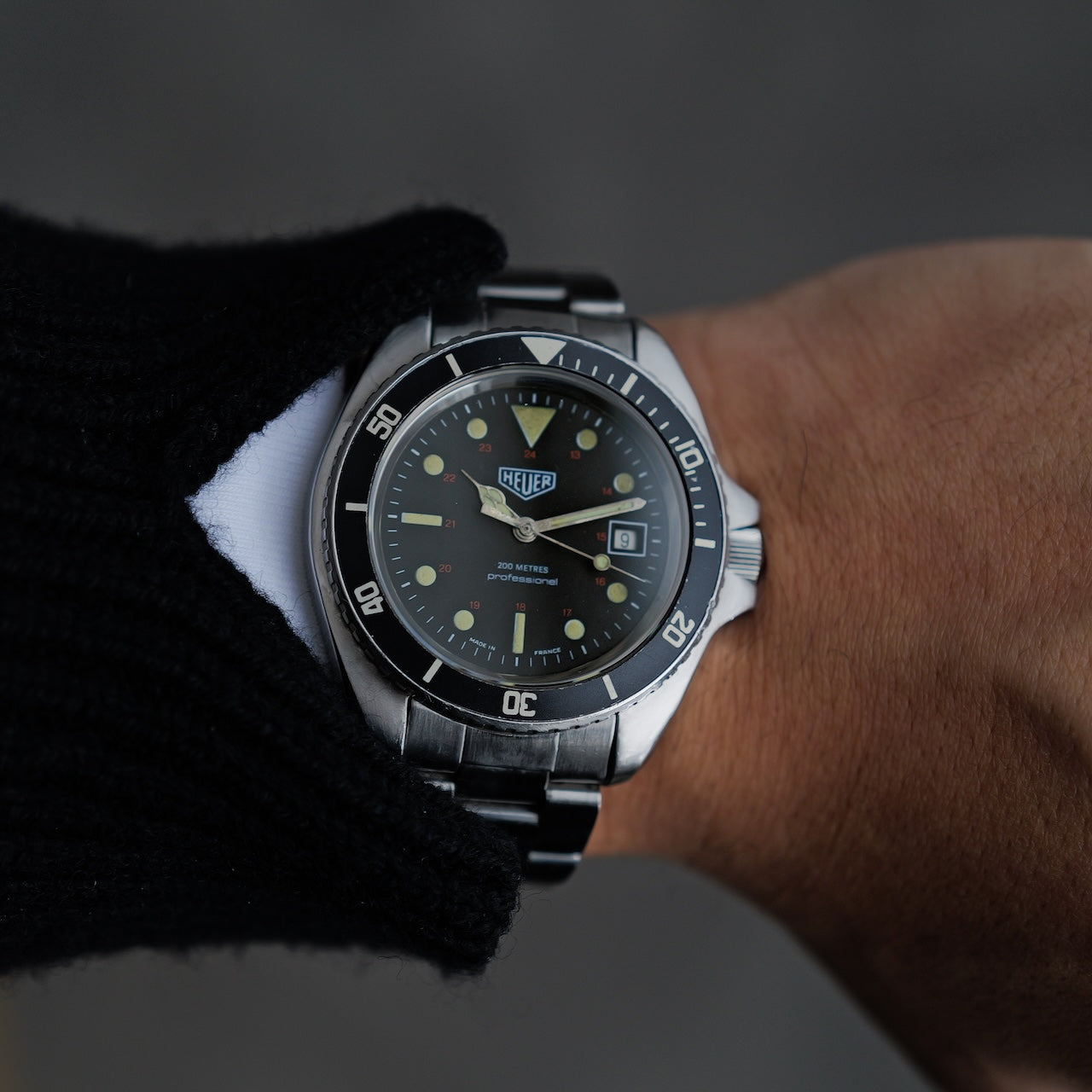見つけるのが難しい HEUER 844/1 ホイヤー/844-1/MONNINケース/フランス表記/マーク1ダイヤル/HEUER