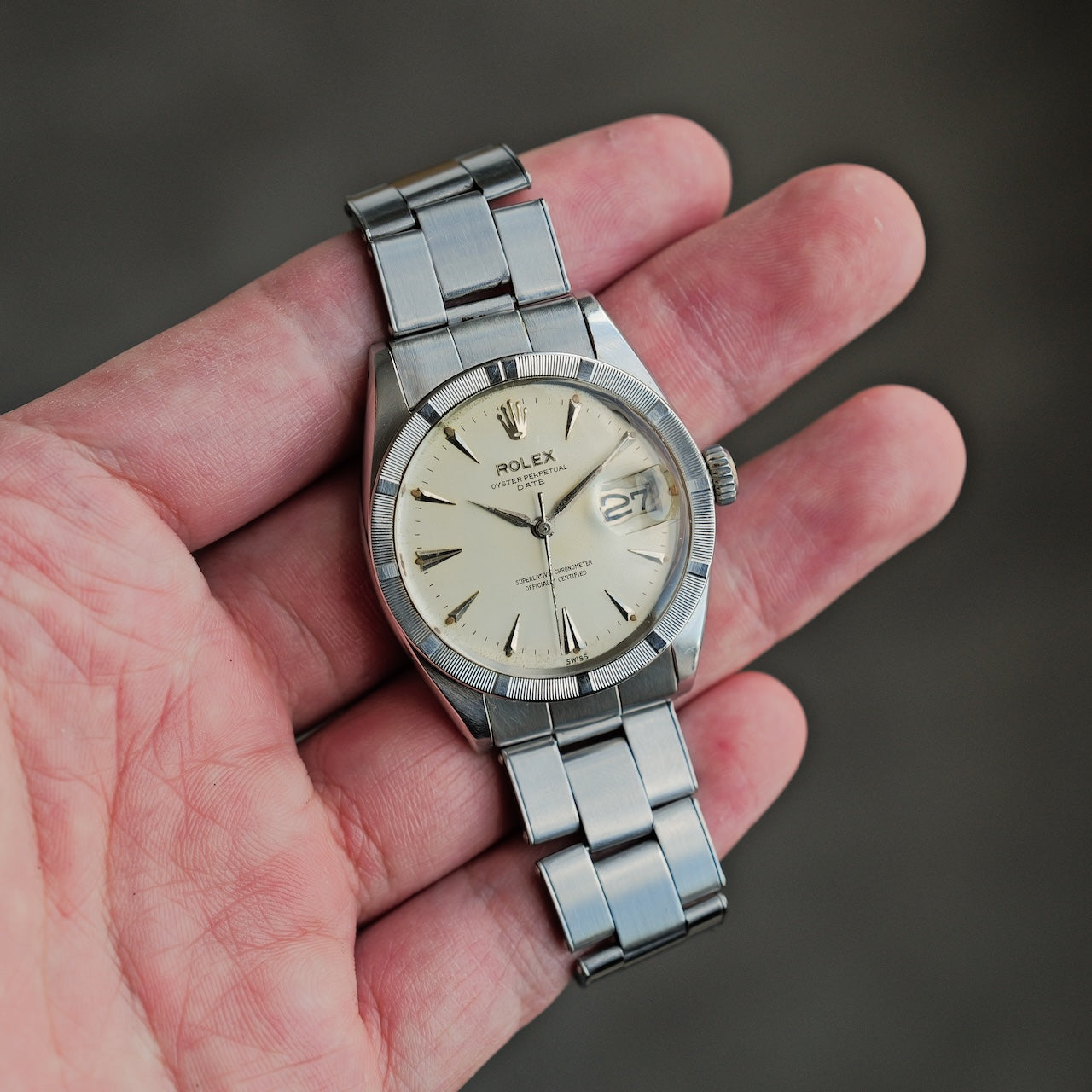 ロレックス/オイスター・パーペチュアル・デイト1501/エンジンターンドベゼル/保証書/元箱付き/ROLEX/OYSTER PERPETUAL DATE/Ref.1501/Engine Turned Bezel/1961/Box and Paper