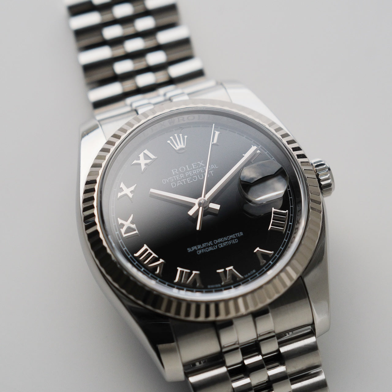 ロレックス/デイトジャスト116234/M番/ブラックローマン/WGベゼル/フルセット/ROLEX DATE-JUST36 Ref.116234 Black Roman WG Bezel 2007-08 Full Set