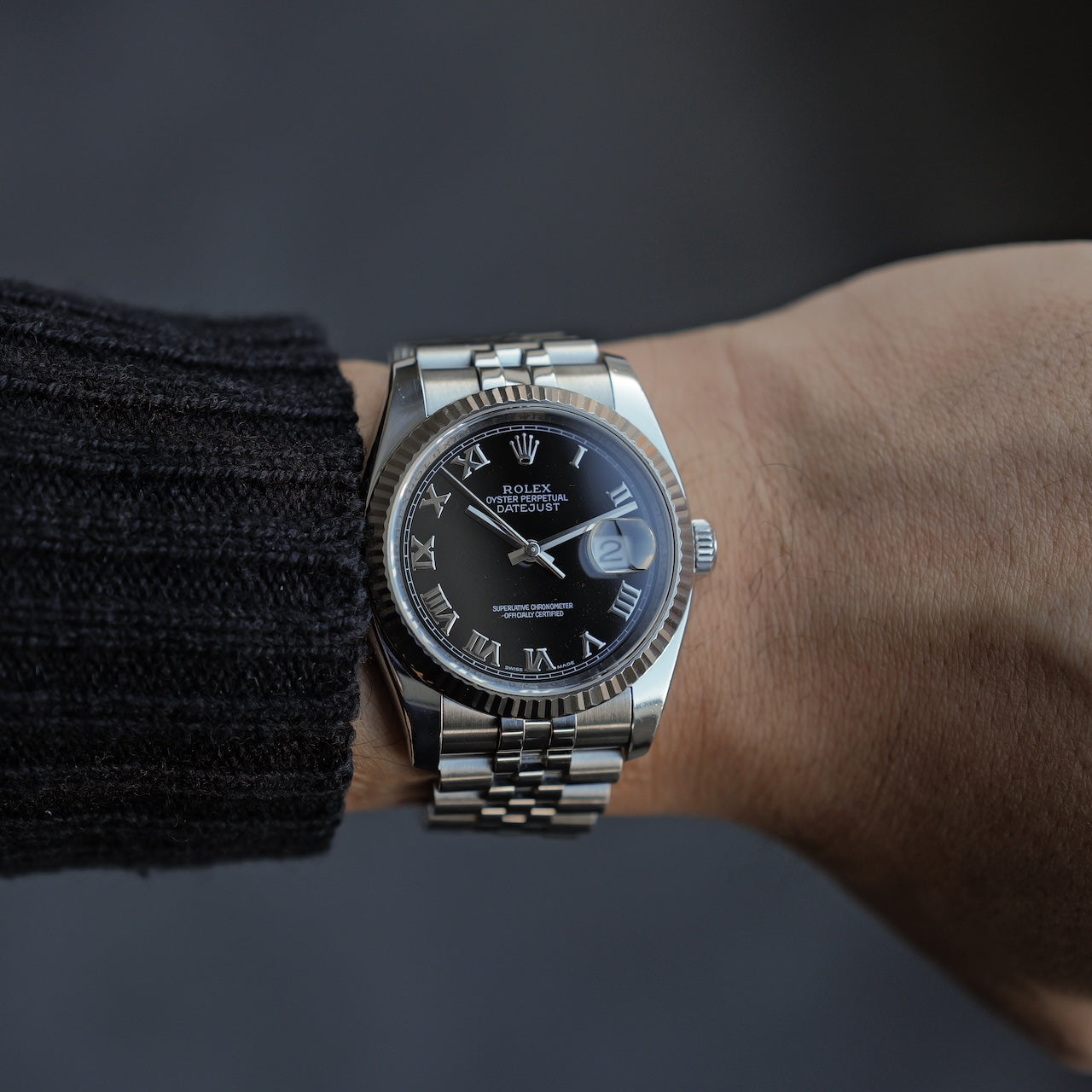ロレックス/デイトジャスト116234/M番/ブラックローマン/WGベゼル/フルセット/ROLEX DATE-JUST36 Ref.116234 Black Roman WG Bezel 2007-08 Full Set