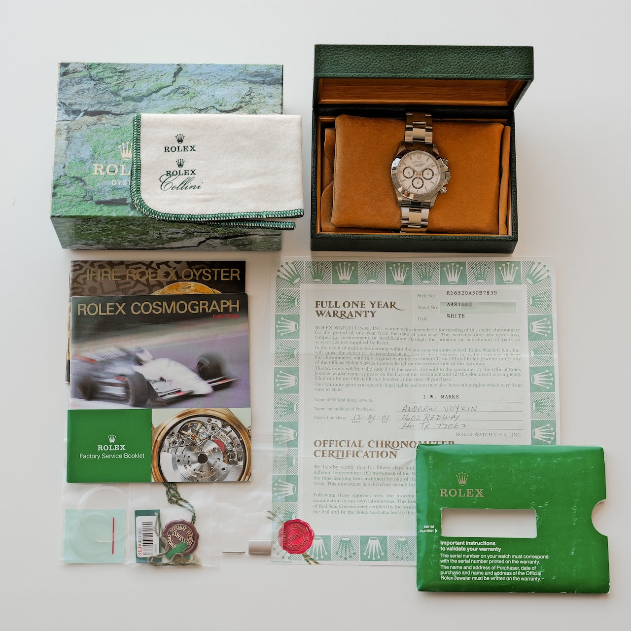 【価格見直し】ロレックス/デイトナ16520/A番/マーク7ダイヤル/USギャラ/フルセット/ROLEX DAYTONA REF.16520 Mark 7.2 Dial A 1999 US Guarantee Full Set