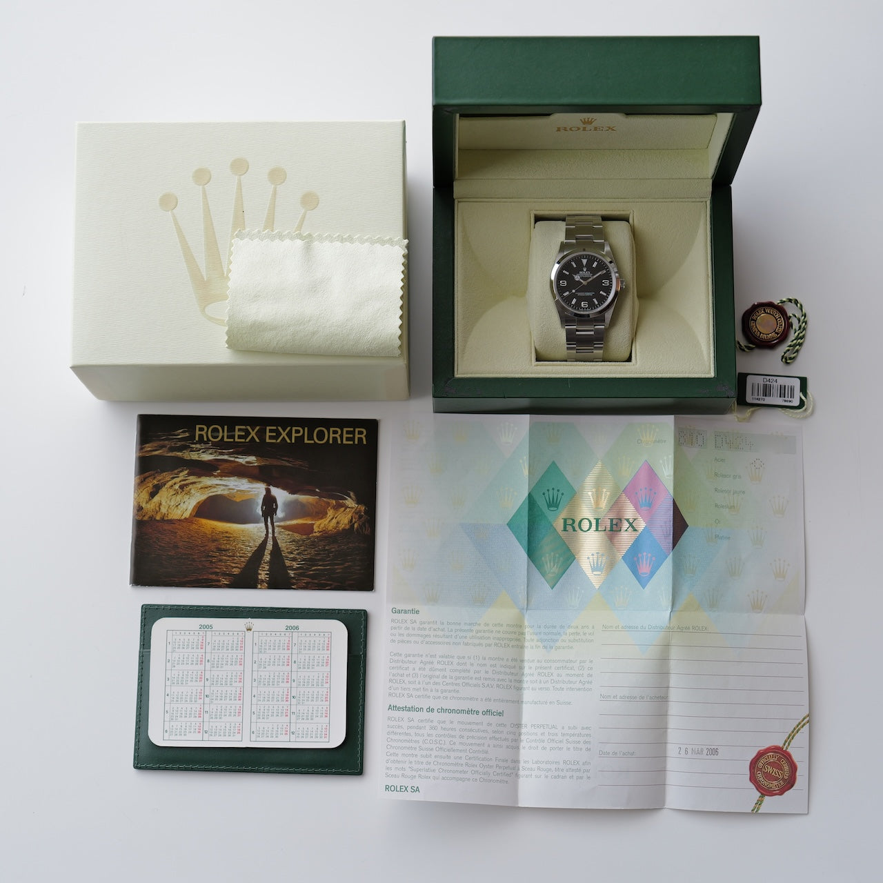 ロレックス/エクスプローラー1/114270/D番/裏蓋シール/保証書付きフルセット/ROLEX EXPLORER1 Ref.114270 D Serial 2005-06 Full Set