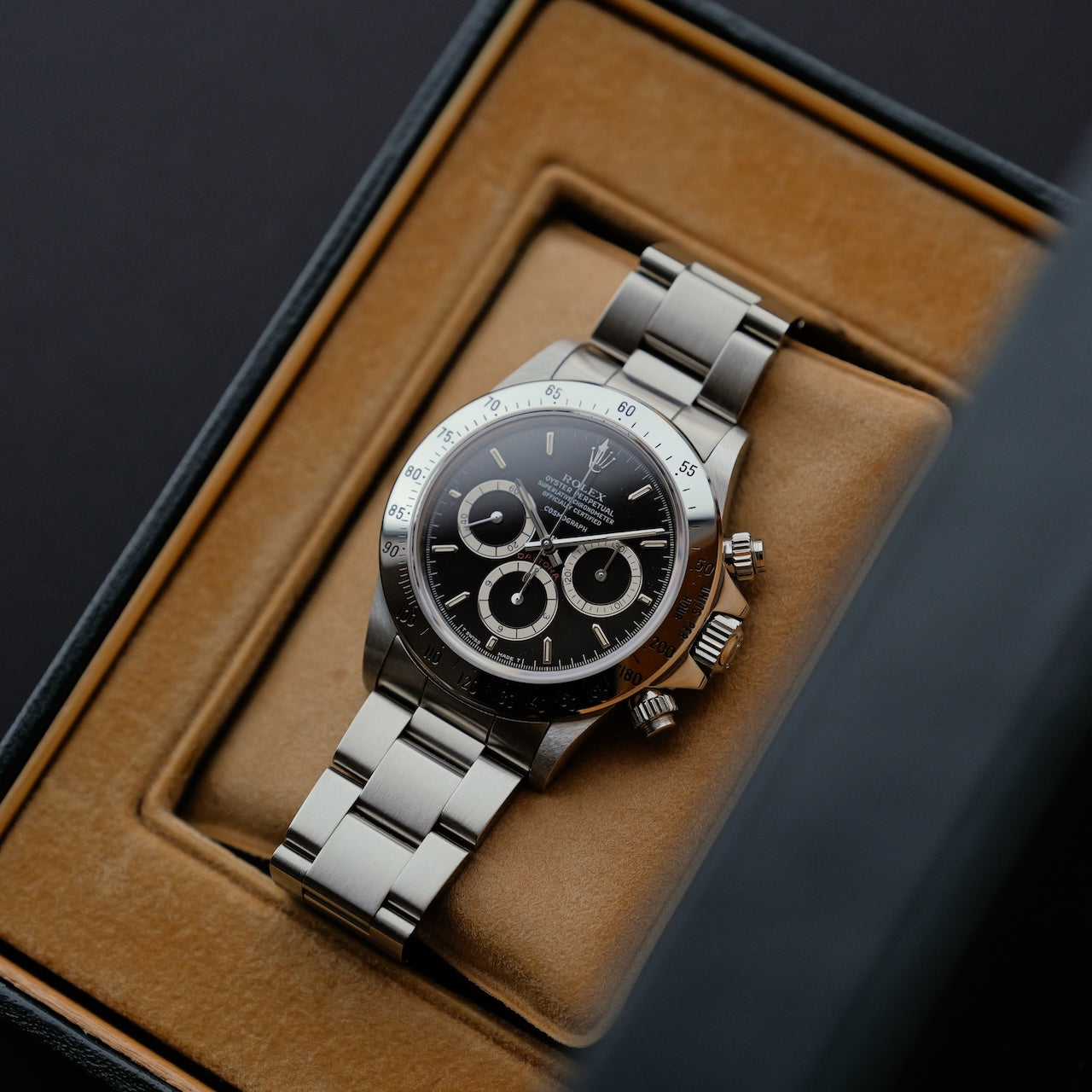 ロレックス/デイトナ16520/R番/段落ちマーク１/逆6/シングルバックル/裏蓋シール/ワンオーナー/ROLEX DAYTONA REF.16520 "Floating Dial" Invert 6 Single Buckle 1988 from first owner