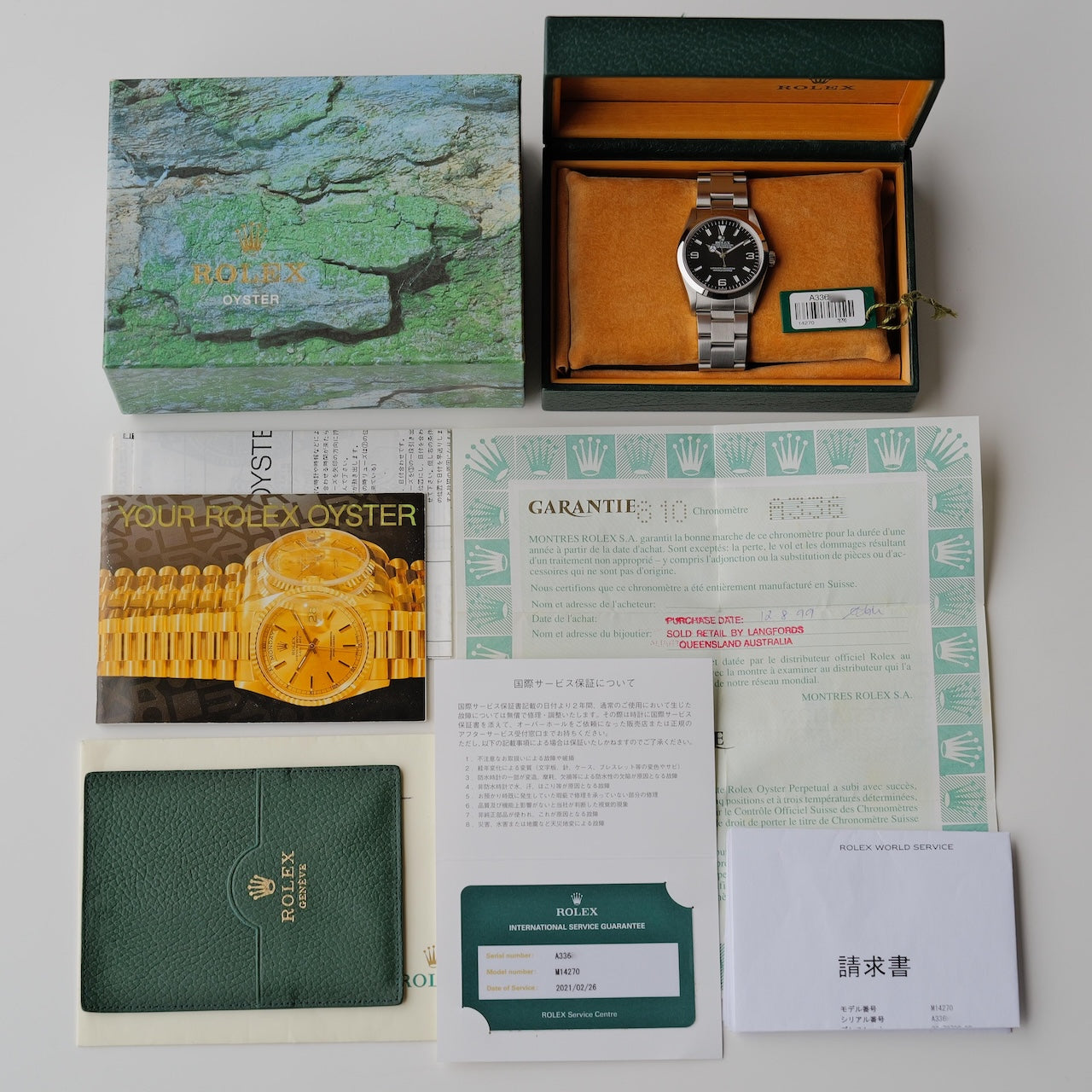 ロレックス/エクスプローラー1/14270/SWISSオンリー/保証書付きフルセット/ROLEX EXPLORER1 REF.14270 SWISS ONLY 1999 FULL SET