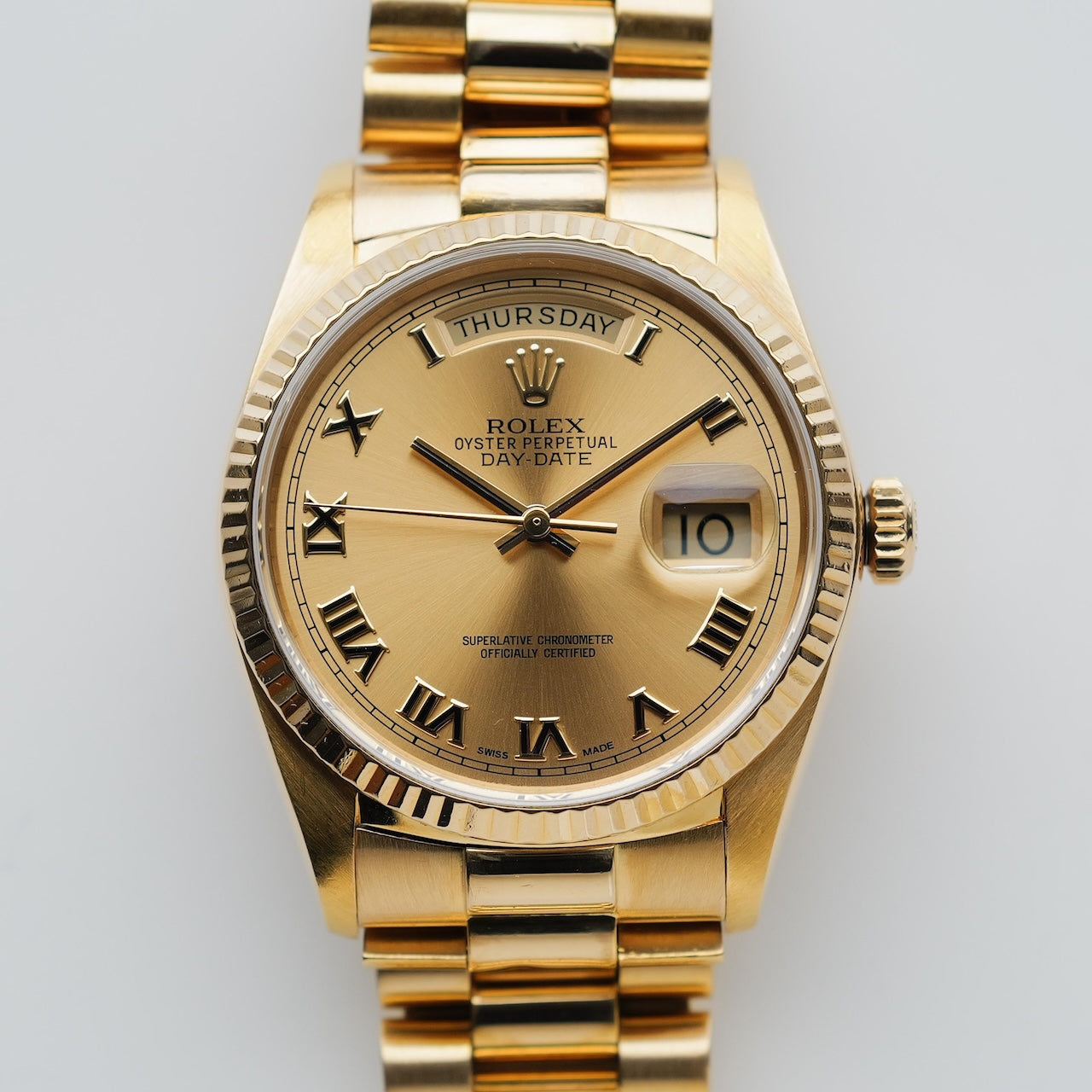 ロレックス/デイデイト18038/18Kイエローゴールド/ローマンインデックス/保証書付き/ROLEX DAY-DATE Ref.18038 Roman Dial 18KYG 1985Y