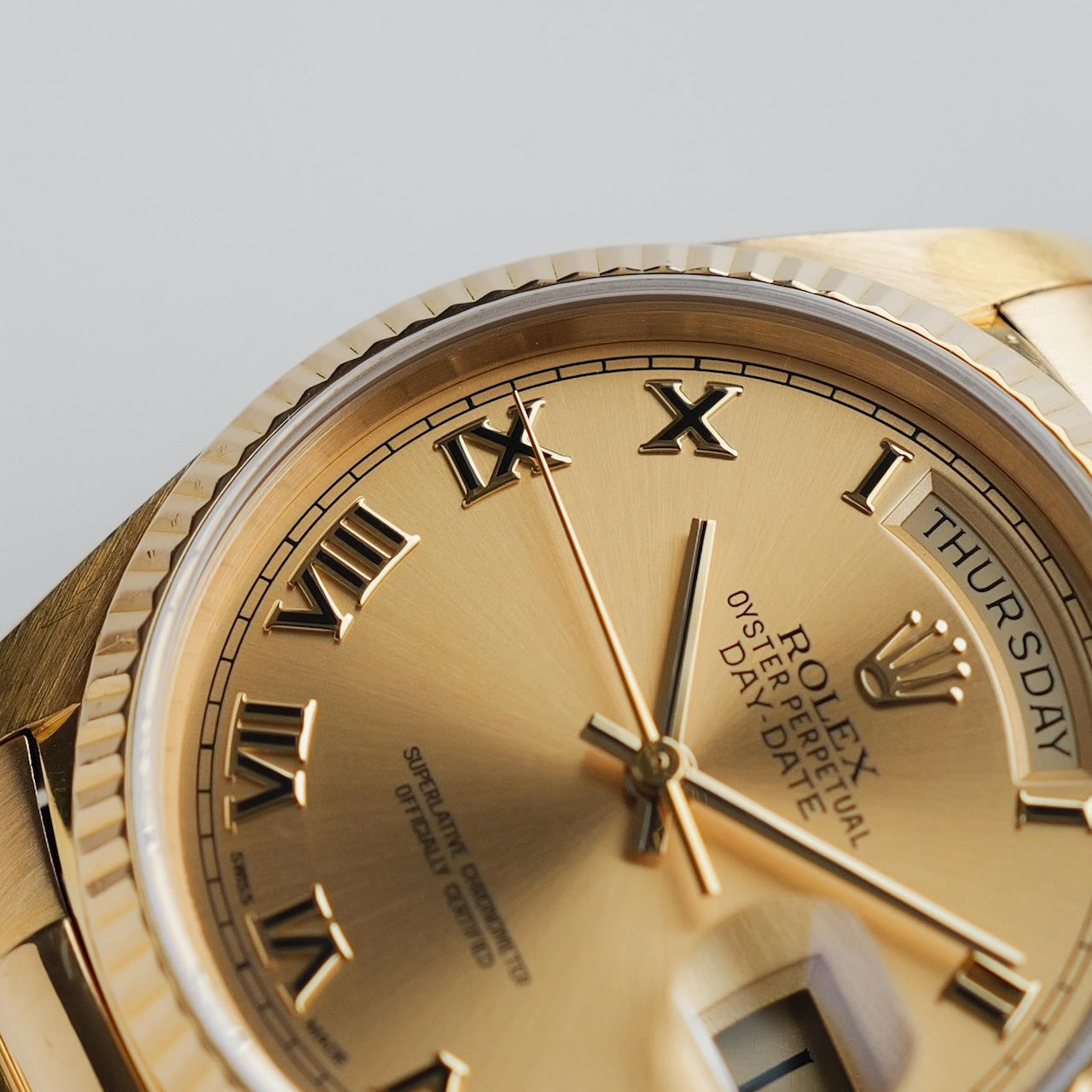 ロレックス/デイデイト18038/18Kイエローゴールド/ローマンインデックス/保証書付き/ROLEX DAY-DATE Ref.18038 Roman Dial 18KYG 1985Y