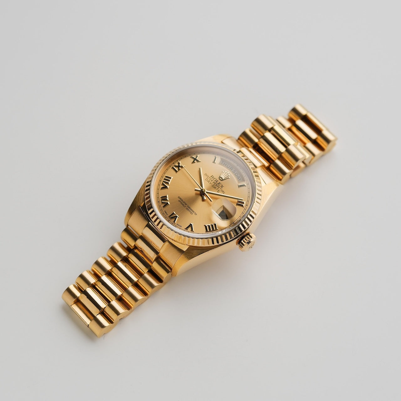 ロレックス/デイデイト18038/18Kイエローゴールド/ローマンインデックス/保証書付き/ROLEX DAY-DATE Ref.18038 Roman Dial 18KYG 1985Y