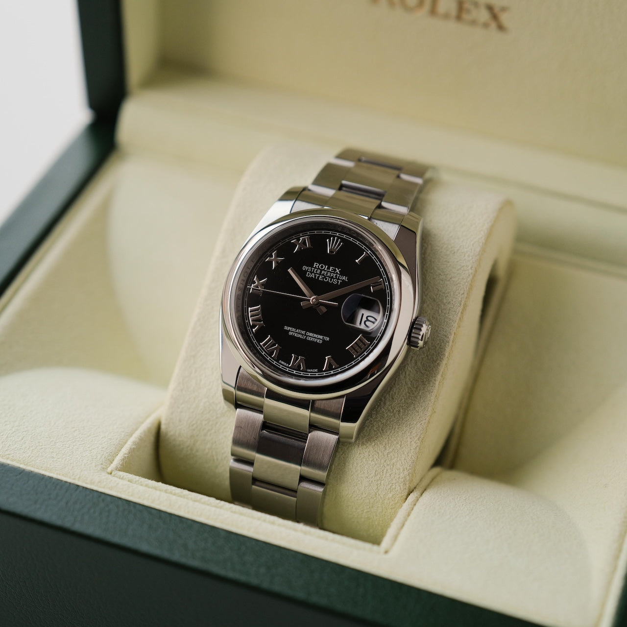 ロレックス/デイトジャスト/116200/ランダム品番/ブラックローマンダイヤル/保証書付きフルセット/ROLEX DATE-JUST Ref.116200 Black Roman Dial 2012Y with Paper