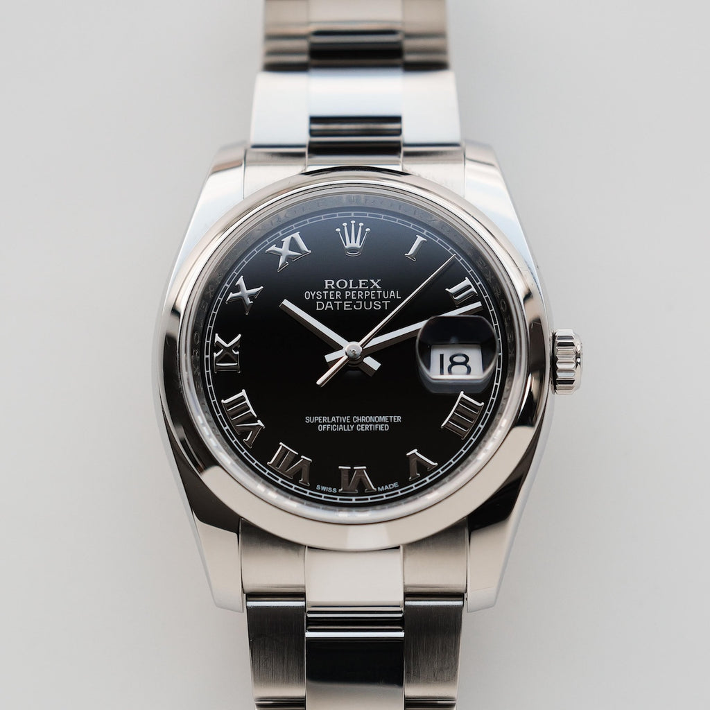 ロレックス/デイトジャスト/116200/ランダム品番/ブラックローマンダイヤル/保証書付きフルセット/ROLEX DATE-JUST Ref.116200 Black Roman Dial 2012Y with Paper