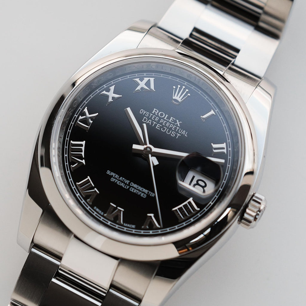 ロレックス/デイトジャスト/116200/ランダム品番/ブラックローマンダイヤル/保証書付きフルセット/ROLEX DATE-JUST Ref.116200 Black Roman Dial 2012Y with Paper