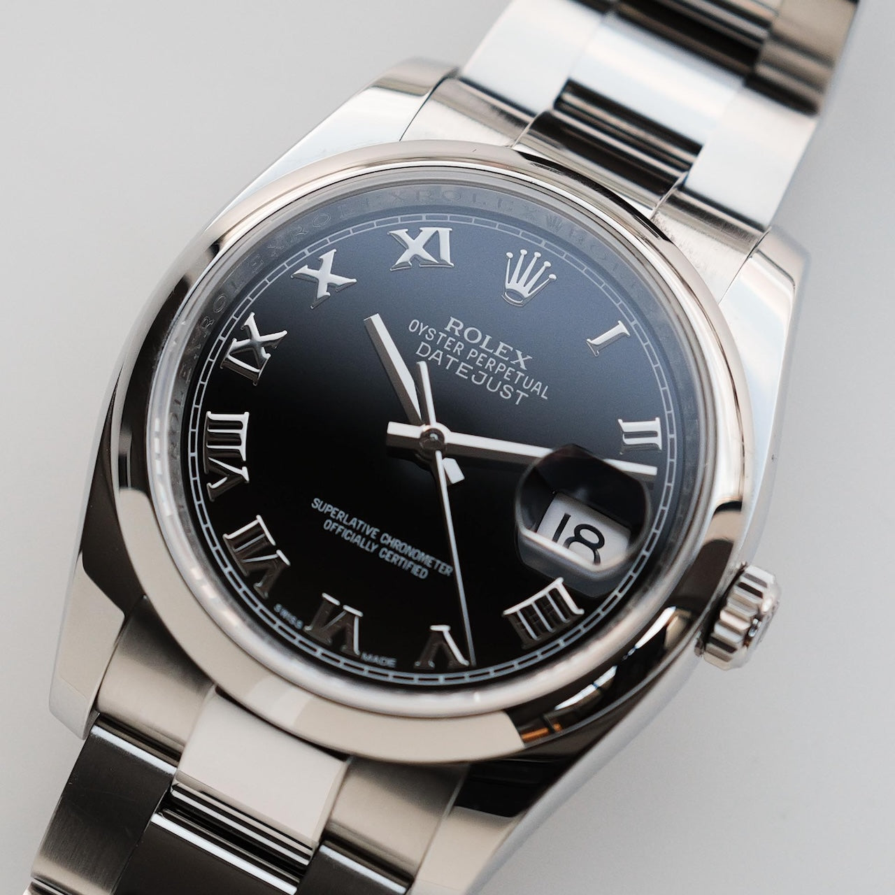 ロレックス/デイトジャスト/116200/ランダム品番/ブラックローマンダイヤル/保証書付きフルセット/ROLEX DATE-JUST Ref.116200 Black Roman Dial 2012Y with Paper