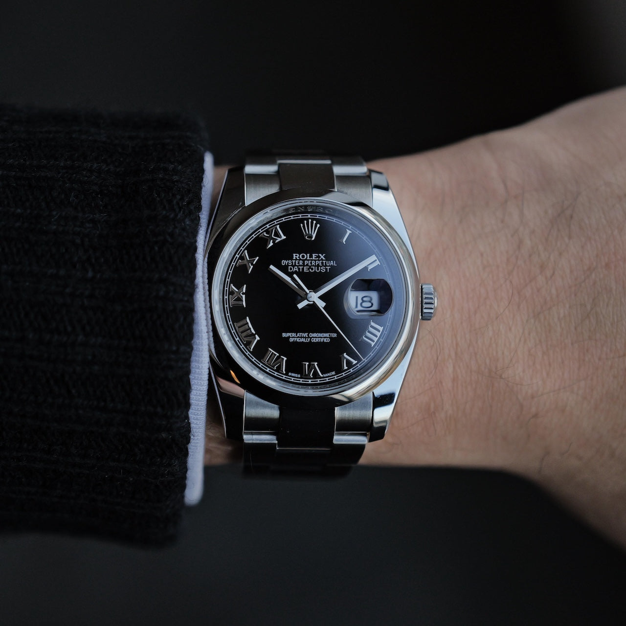 ロレックス/デイトジャスト/116200/ランダム品番/ブラックローマンダイヤル/保証書付きフルセット/ROLEX DATE-JUST Ref.116200 Black Roman Dial 2012Y with Paper