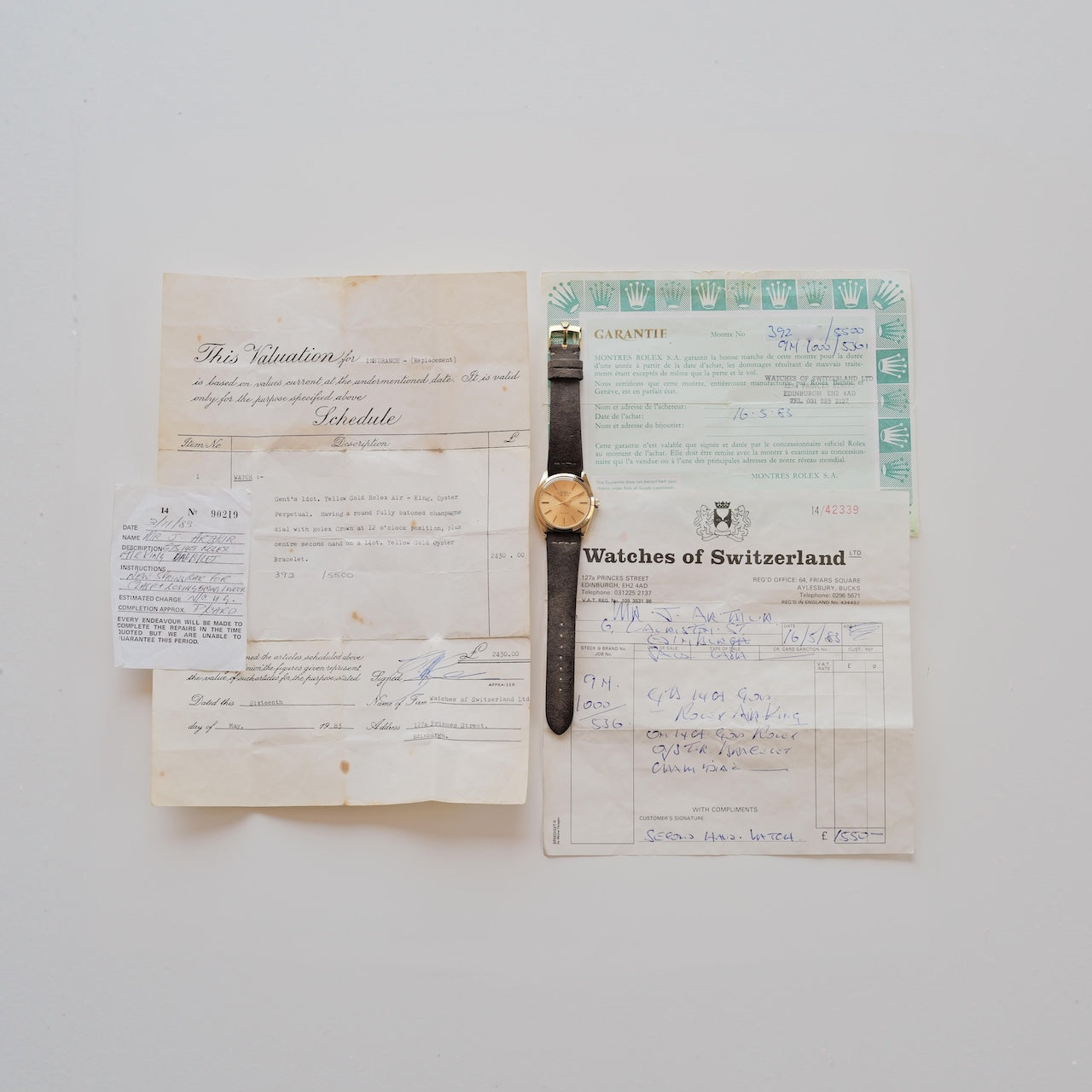 ロレックス/エアキング5500/14Kイエローゴールド/保証書付き/ROLEX AIR-KING Ref.5500 14KYG 1975Y with Paper