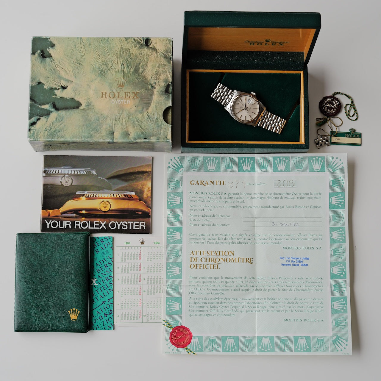 1981年購入ROLEX16014メンズ DATEJUST 保証書.ナンバータグ ロレックス/デイトジャスト16014/シルバーダイヤル/保証書付きフル