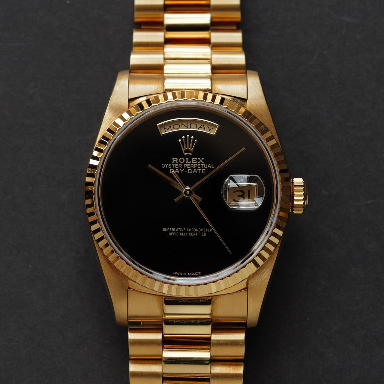 ロレックス/デイデイト18238/18KYG/オニキスダイヤル/日ロレOH保証書/ROLEX DAY-DATE Ref.18238 18KYG "ONYX" ROLEX OH SERVICE CARD 1993y