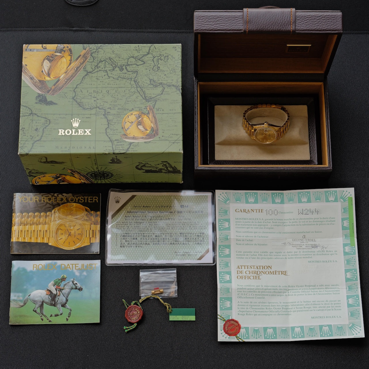 ロレックス/デイデイト18238A/W番/ 10Pダイヤモンド/18Kイエローゴールド/保証書付きフルセット/ROLEX DAY-DATE Ref,18238A "Baguette Diamond" 18K Yellow Gold 1995y Full Set
