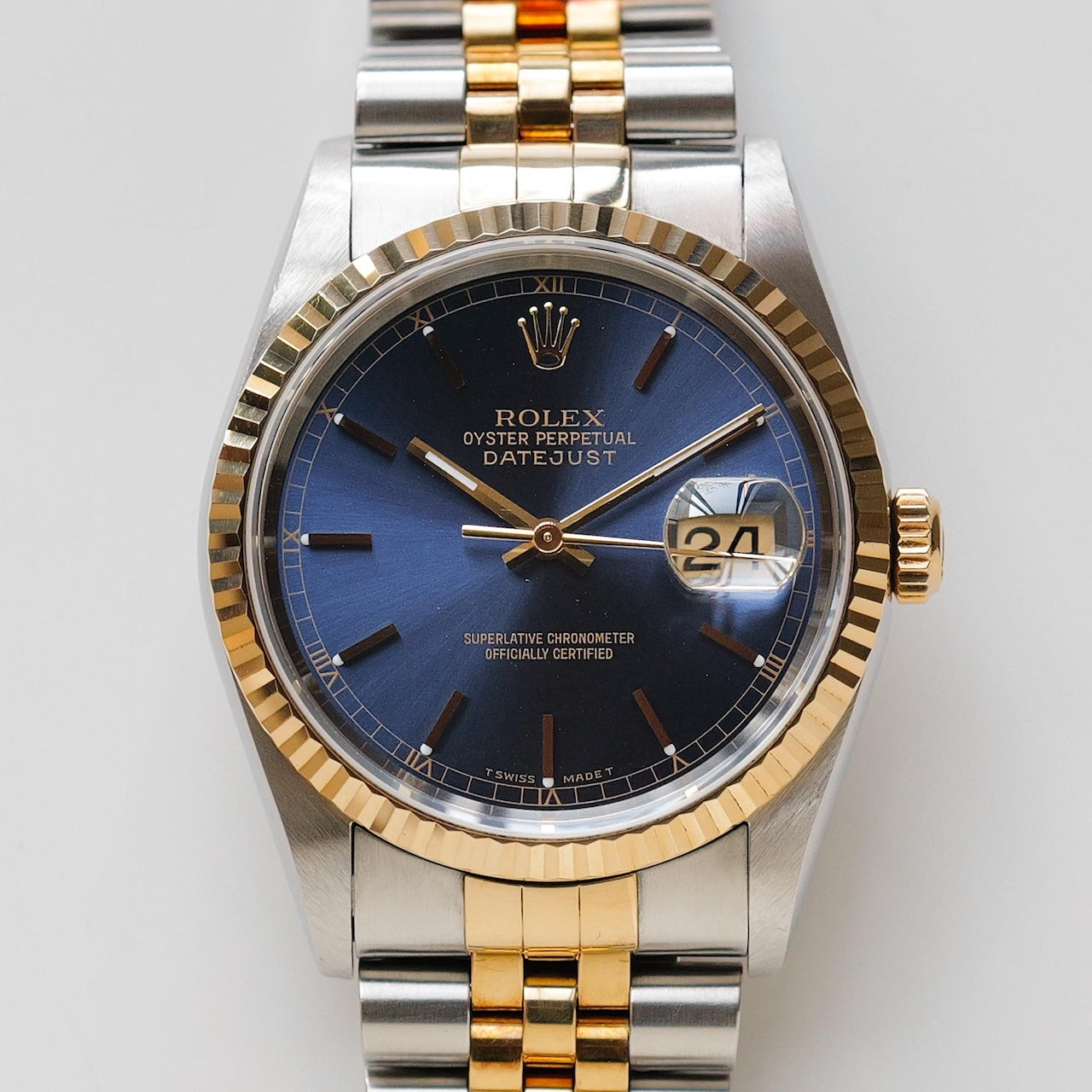 ロレックス/デイトジャスト16233/U番/トリチノバ/ブルーダイヤル/18Kイエローゴールド/ROLEX DATE-JUST Ref.16233 "Tritinova" Blue Dial 1997-98y