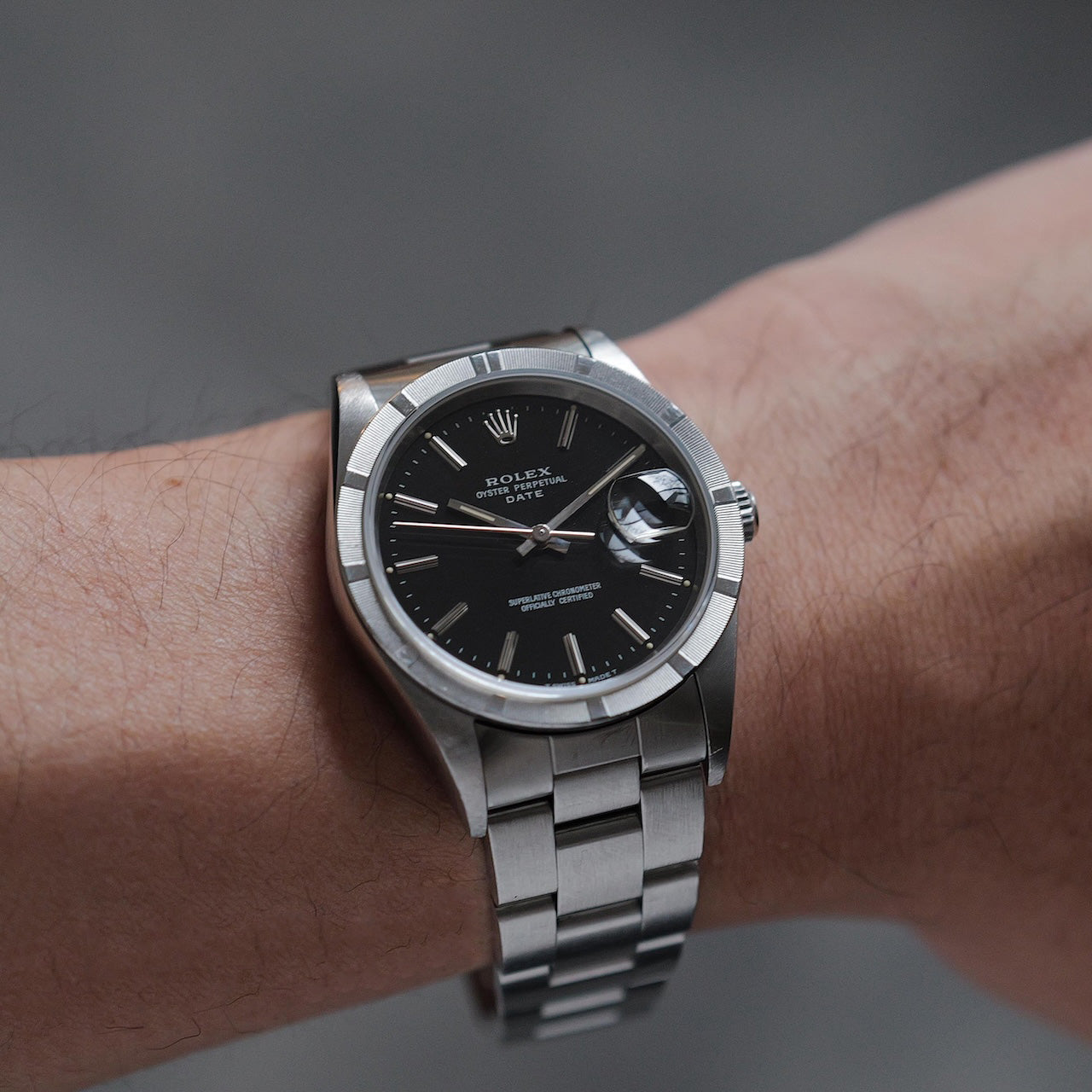 ロレックス/オイスターパーペチュアル デイト15210/エンジンターンドベゼル/保証書つき/ROLEX OYSTER PERPETUAL DATE Ref.15210 "ENGINE TURNED BEZEL"  1993-94y with Guarantee