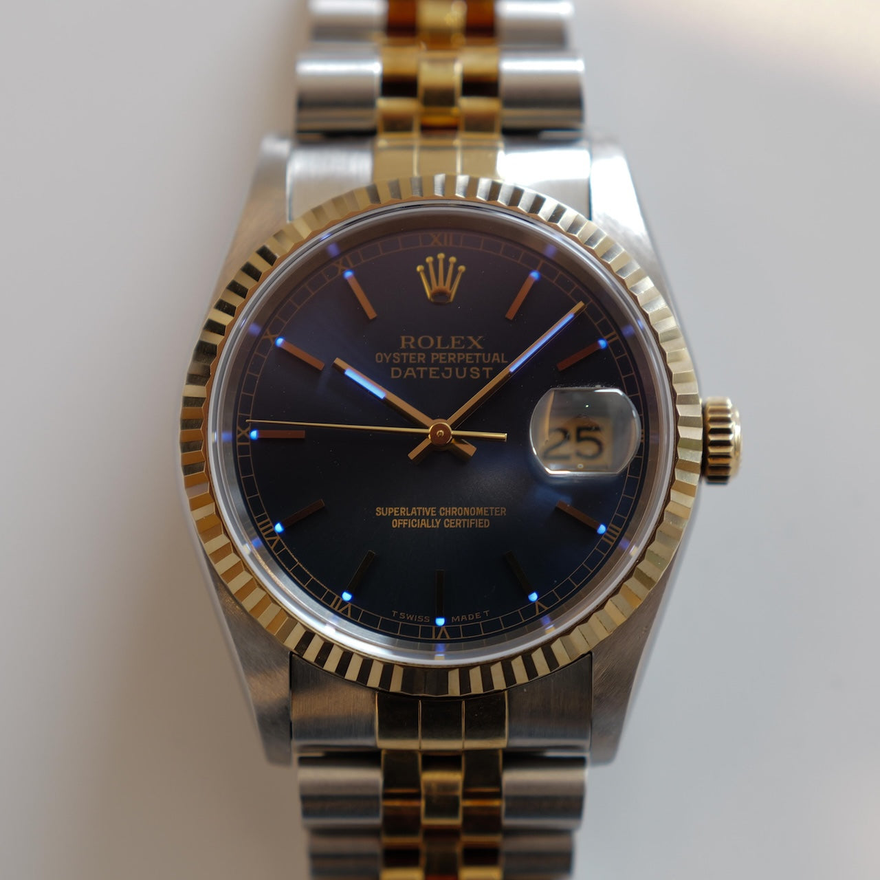 ロレックス/デイトジャスト16233/U番/トリチノバ/ブルーダイヤル/18Kイエローゴールド/ROLEX DATE-JUST Ref.16233 "Tritinova" Blue Dial 1997-98y