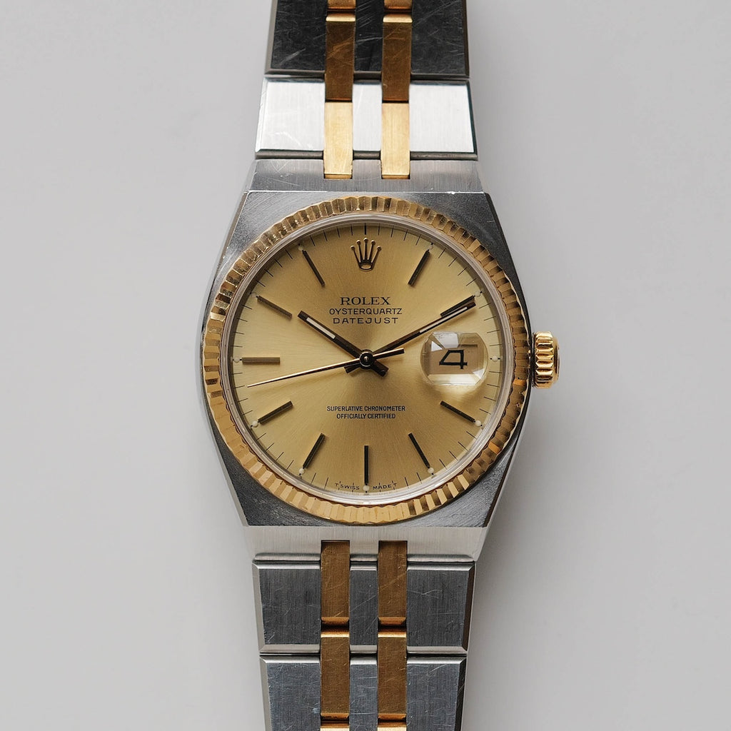 ロレックス/オイスタークォーツ/デイトジャスト/ノンポリッシュ/18Kイエローゴールド/裏蓋シール/ROLEX DATE JUST REF.17013 "OYSTER QUARTZ" Unpolished 18K Yellow Gold 1986-87y