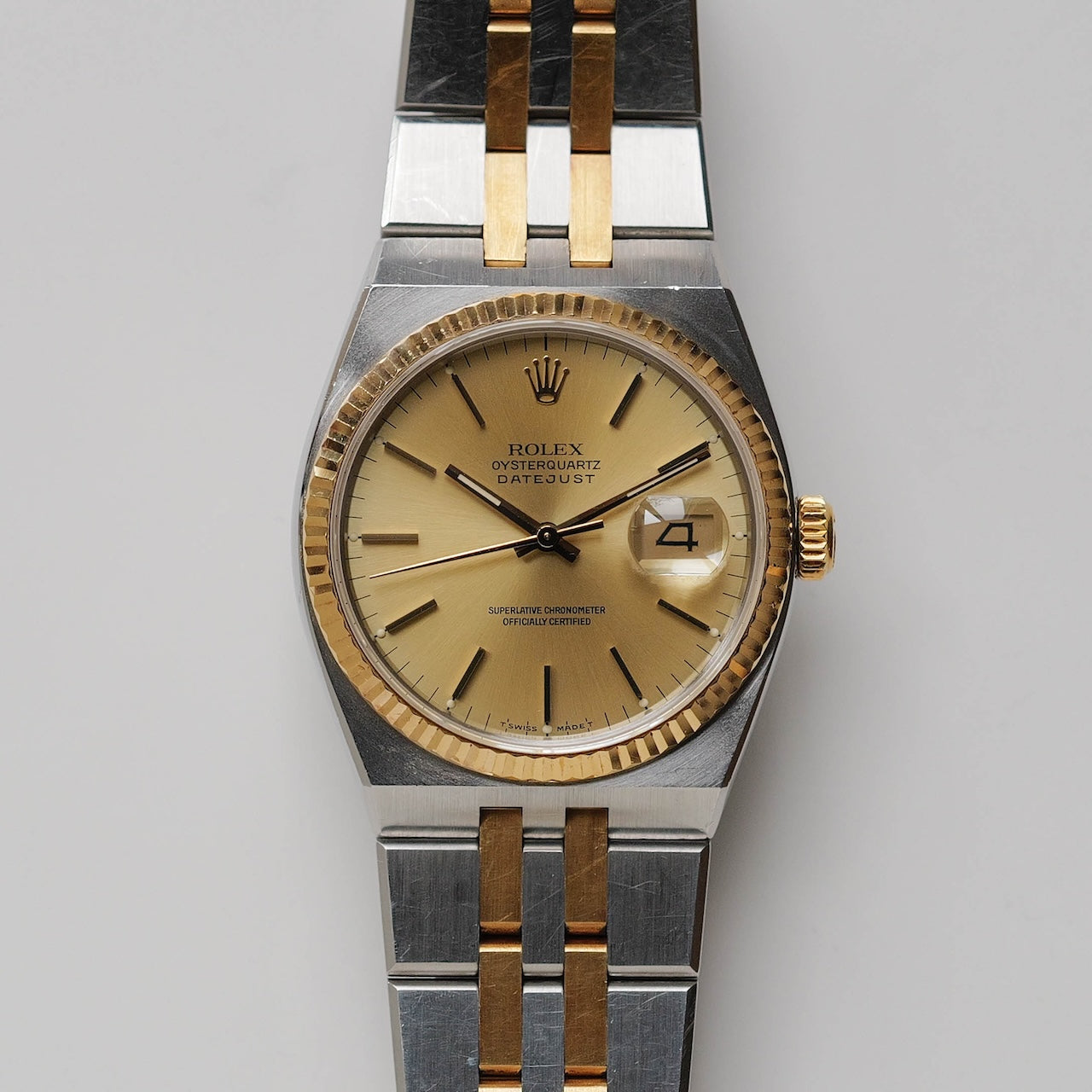 ロレックス/オイスタークォーツ/デイトジャスト/ノンポリッシュ/18Kイエローゴールド/裏蓋シール/ROLEX DATE JUST REF.17013 "OYSTER QUARTZ" Unpolished 18K Yellow Gold 1986-87y