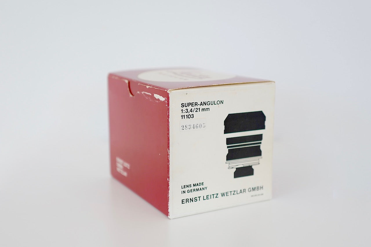 LEICA Super-Angulon 21mmF3.4 last version 1977y with Hood and Box etc,
