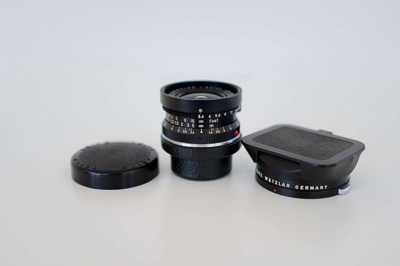 LEICA Super-Angulon 21mmF3.4 last version 1977y with Hood and Box etc,