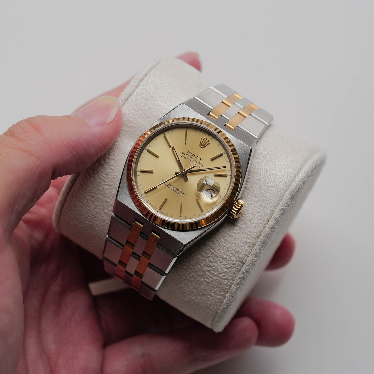 ロレックス/オイスタークォーツ/デイトジャスト/ノンポリッシュ/18Kイエローゴールド/裏蓋シール/ROLEX DATE JUST REF.17013 "OYSTER QUARTZ" Unpolished 18K Yellow Gold 1986-87y
