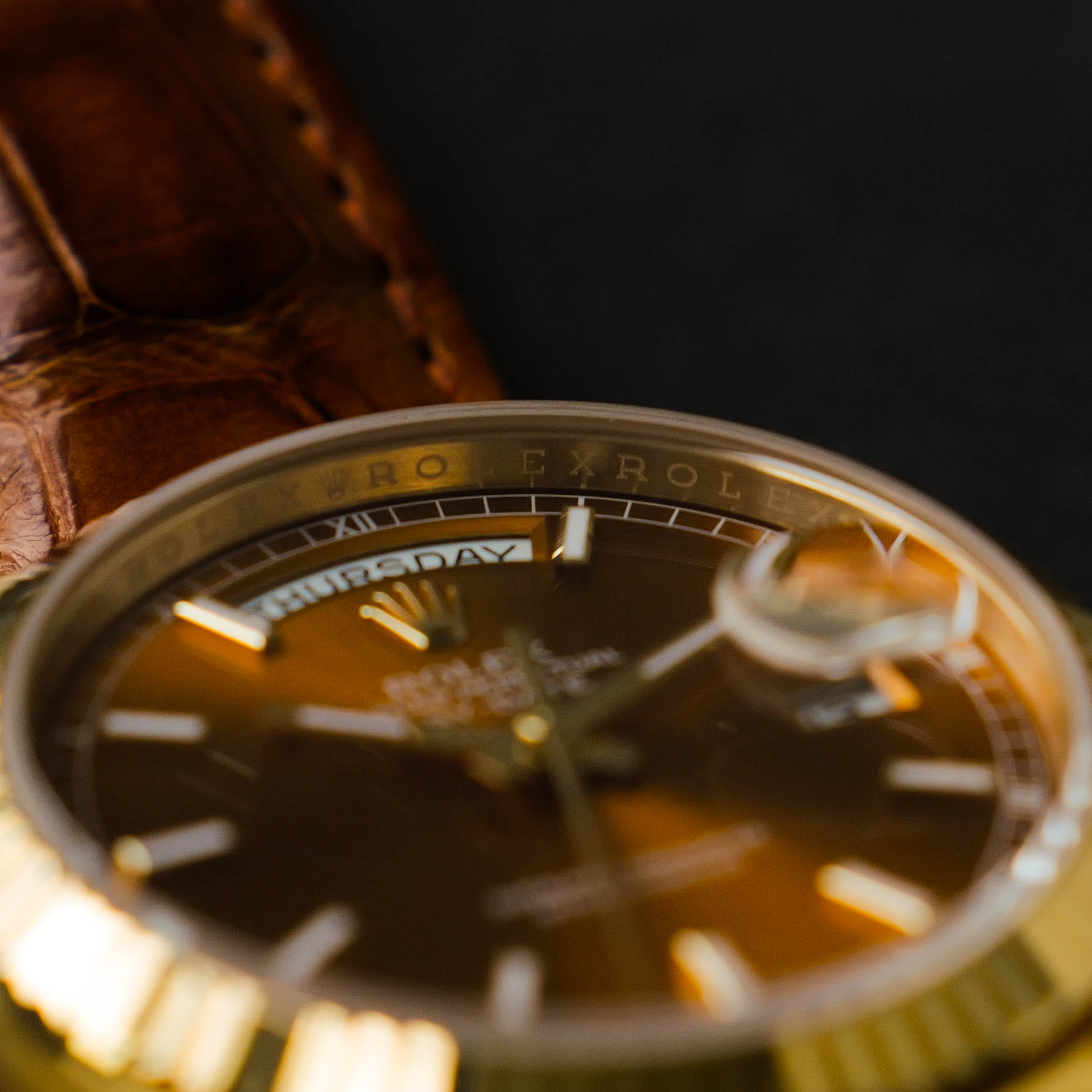 ロレックス/デイデイト118138/コニャック/18Kイエローゴールド/ほぼ未使用/ROLEX DAY DATE REF.118138 "COGNAC" 18KYG FULL SET 2017y NEVER USED