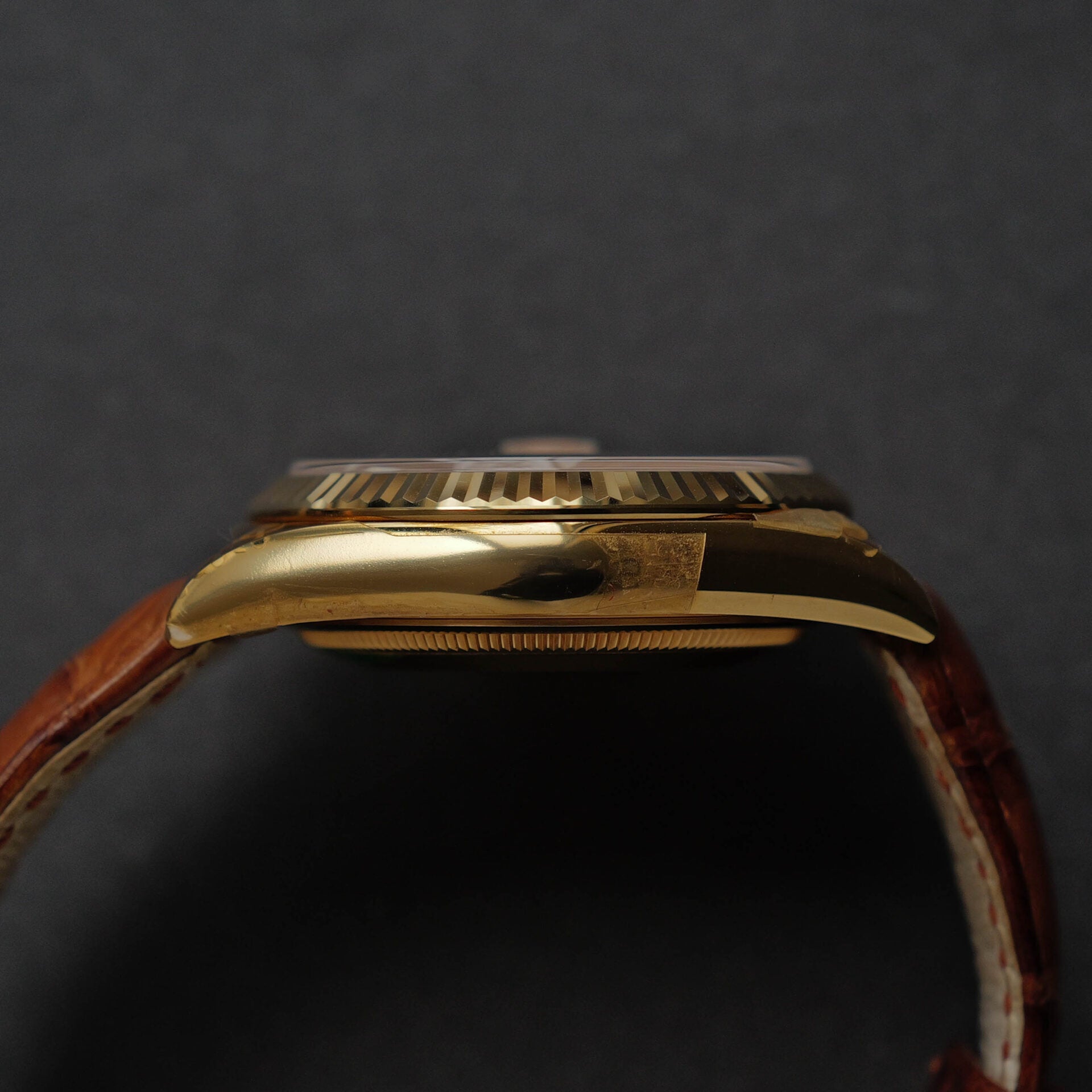 ロレックス/デイデイト118138/コニャック/18Kイエローゴールド/ほぼ未使用/ROLEX DAY DATE REF.118138 "COGNAC" 18KYG FULL SET 2017y NEVER USED