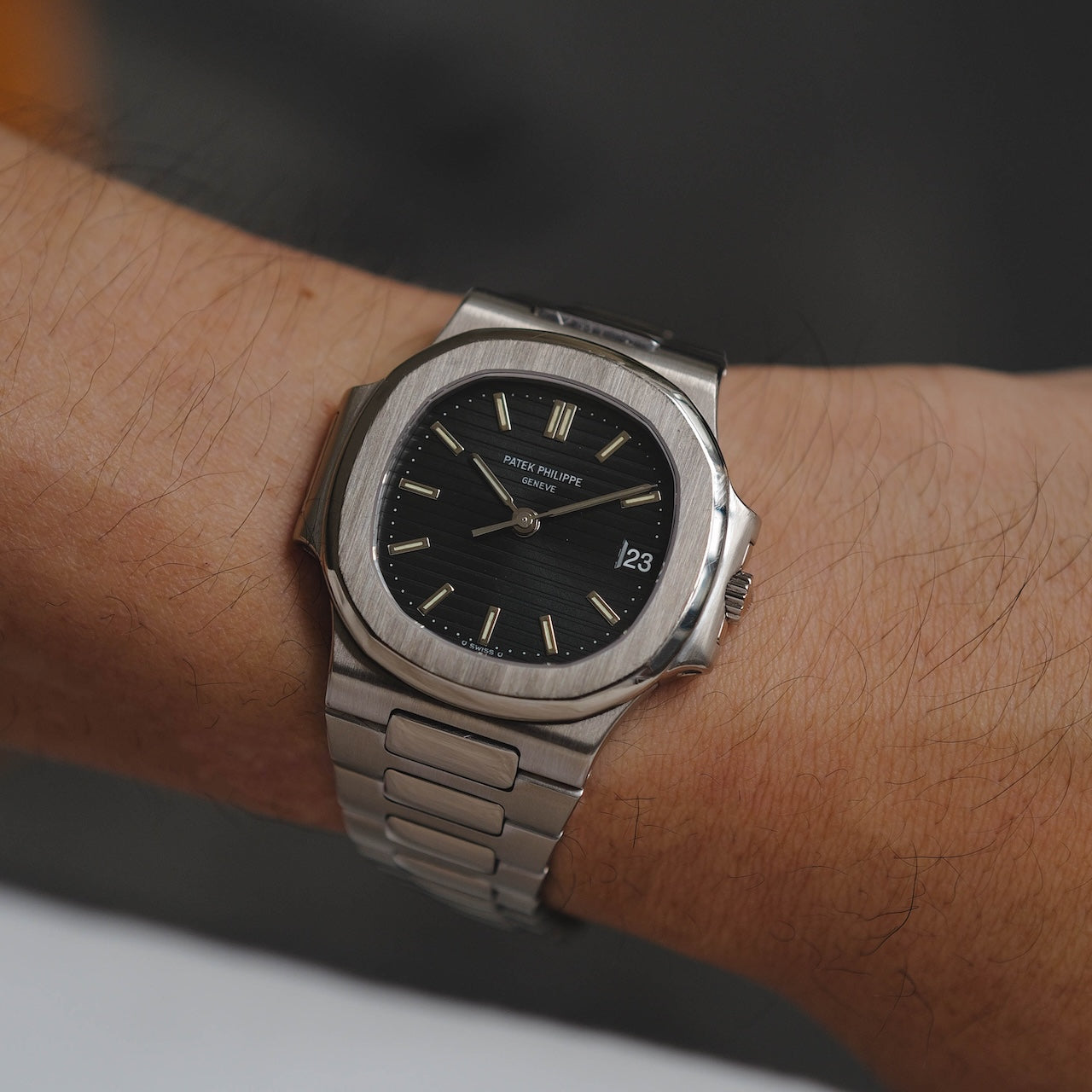 パテック・フィリップ/3800/1G-011/ブルーグレー/18Kホワイトゴールド/箱・アーカイブ付属/PATEK PHILIPPE NAUTILUS REF.3800/1G-011 "Blue Grey" 18K White Gold 1991 with Box and Archive