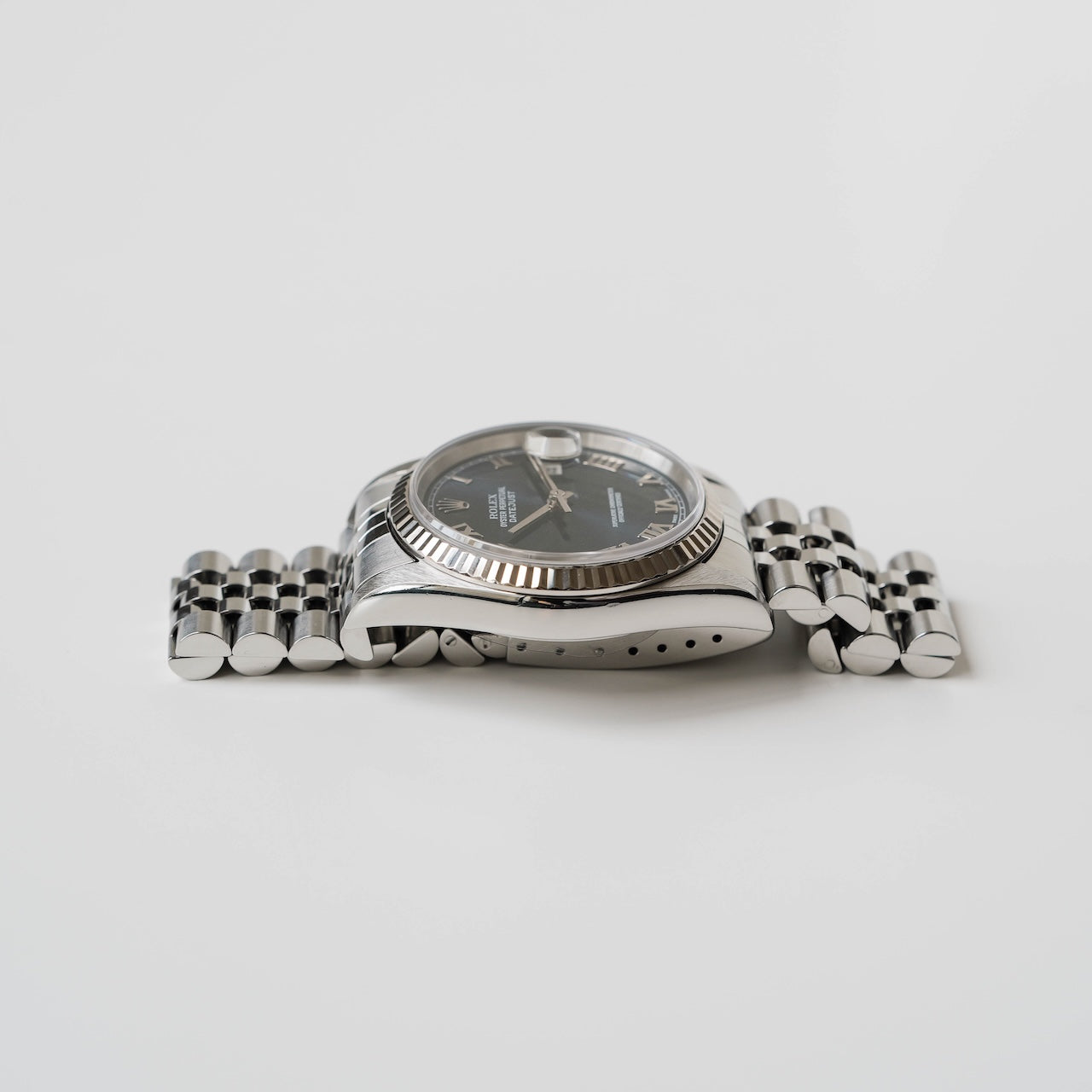 ロレックス/デイトジャスト16234/ブルーローマン/ 18Kホワイトゴールドベゼル/箱・保証書付き/ROLEX DATE-JUST REF.16234 "BLUE ROMAN" 18KWG bezel with Box and Paper 2001y