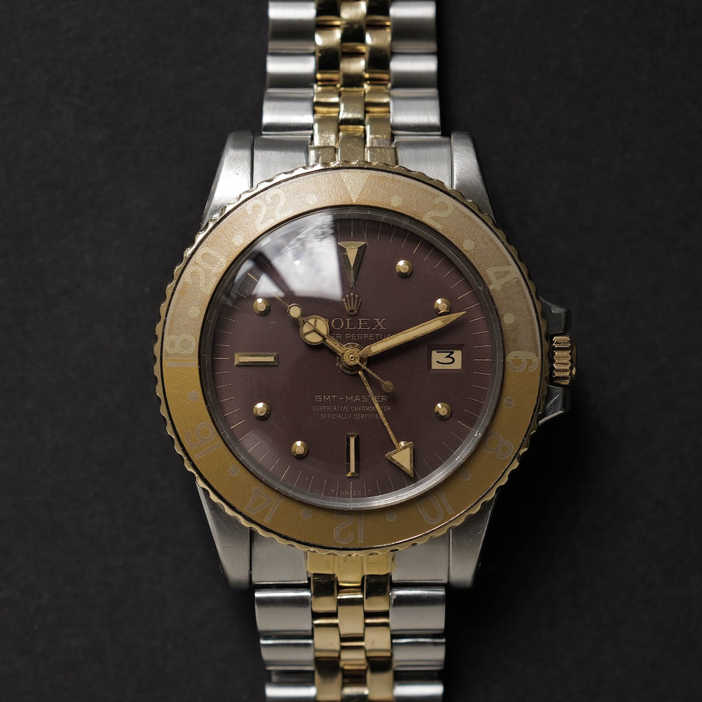 ロレックス/GMTマスター1675/3/茶つぼ/フジツボダイヤル/ゴーストベゼル/ROLEX GMT-MASTER 1675/3 "BROWN NIPPLE" GOHST BEZEL 18KYG 1972y