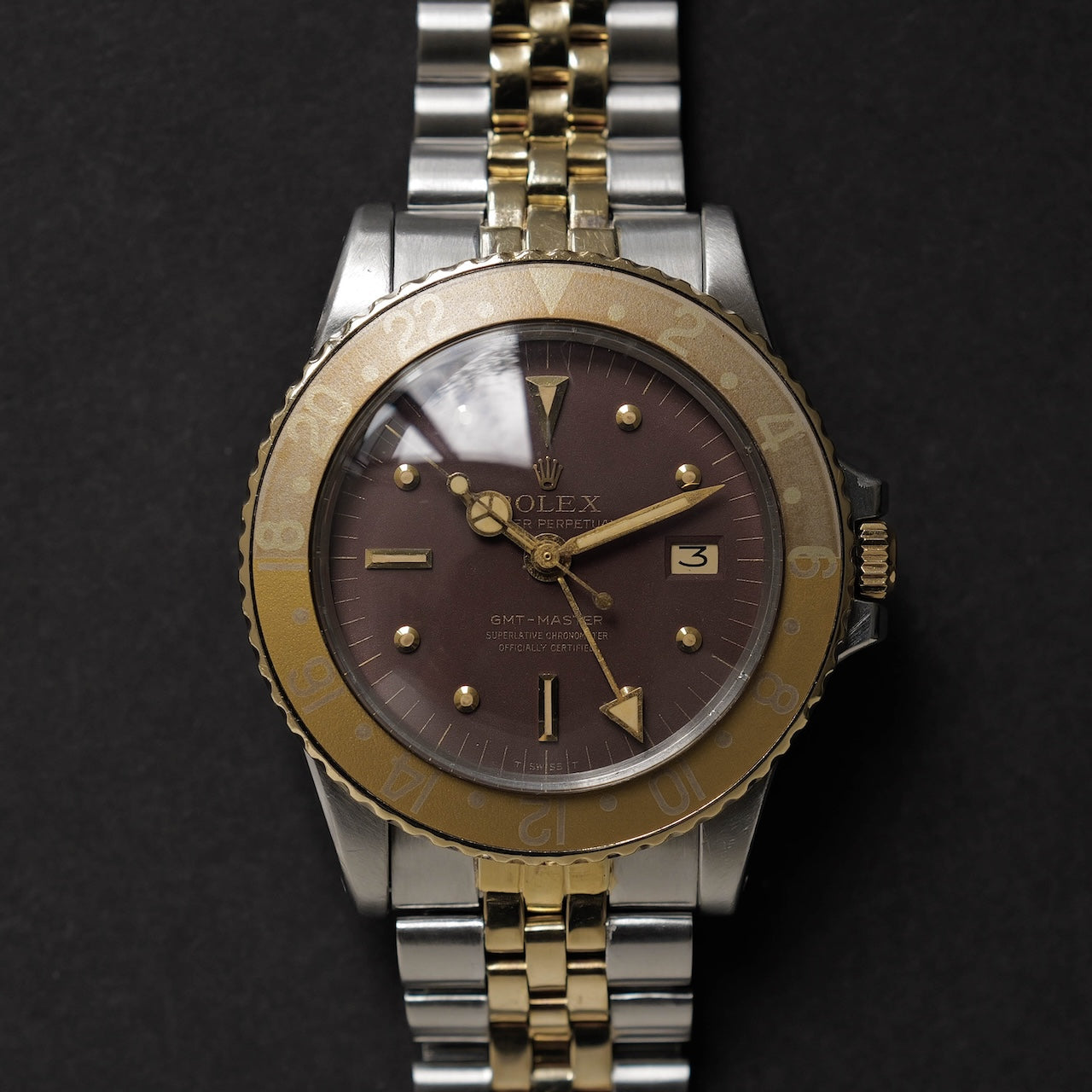 ロレックス/GMTマスター1675/3/茶つぼ/フジツボダイヤル/ゴーストベゼル/ROLEX GMT-MASTER 1675/3 "BROWN NIPPLE" GOHST BEZEL 18KYG 1972y