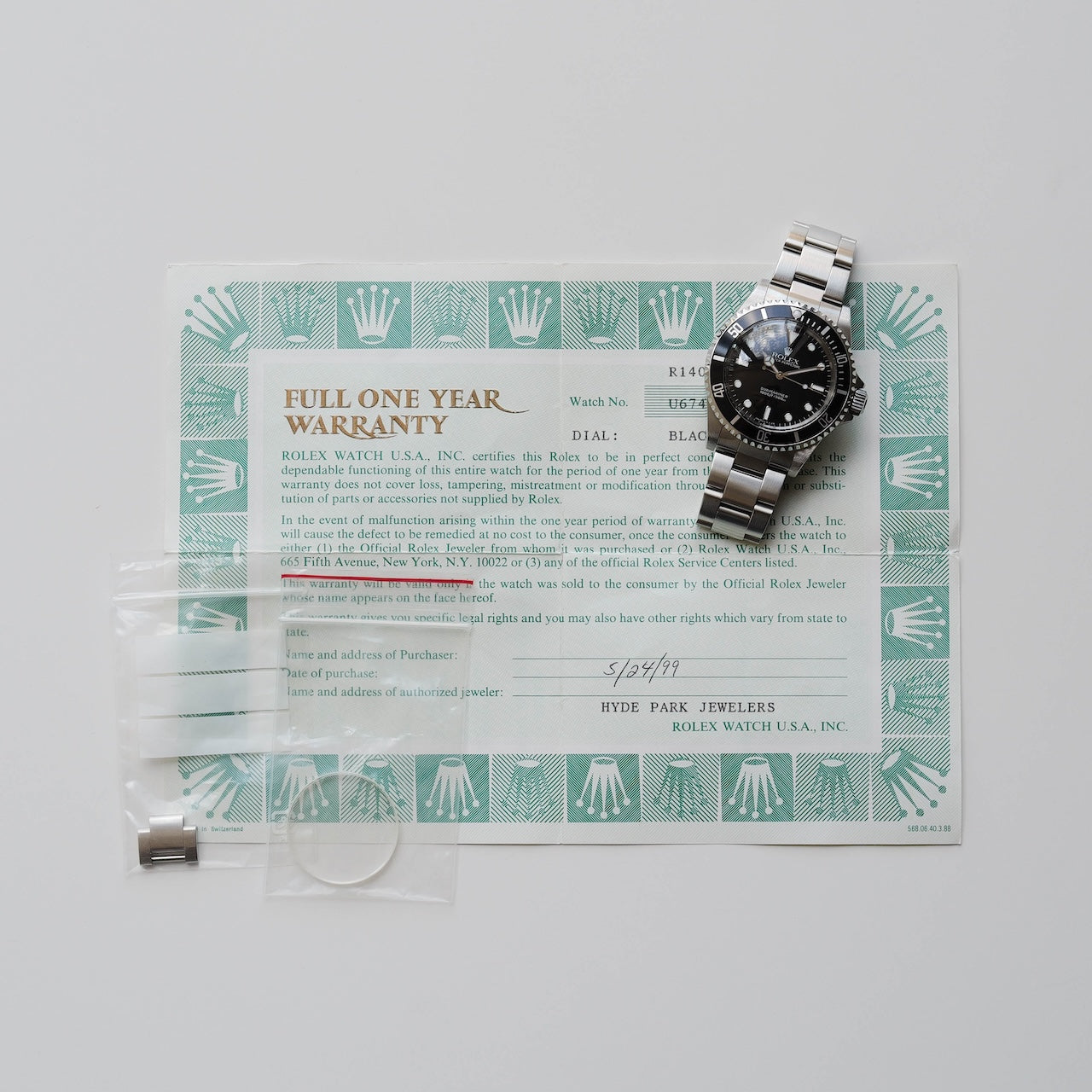 ロレックス/サブマリーナー14060/U番/ドーム風防/トリチノバ/USギャランティー付/ ROLEX SUBMARINER “DOME” Ref.14060 Tritinova with US Guarantee 1997y
