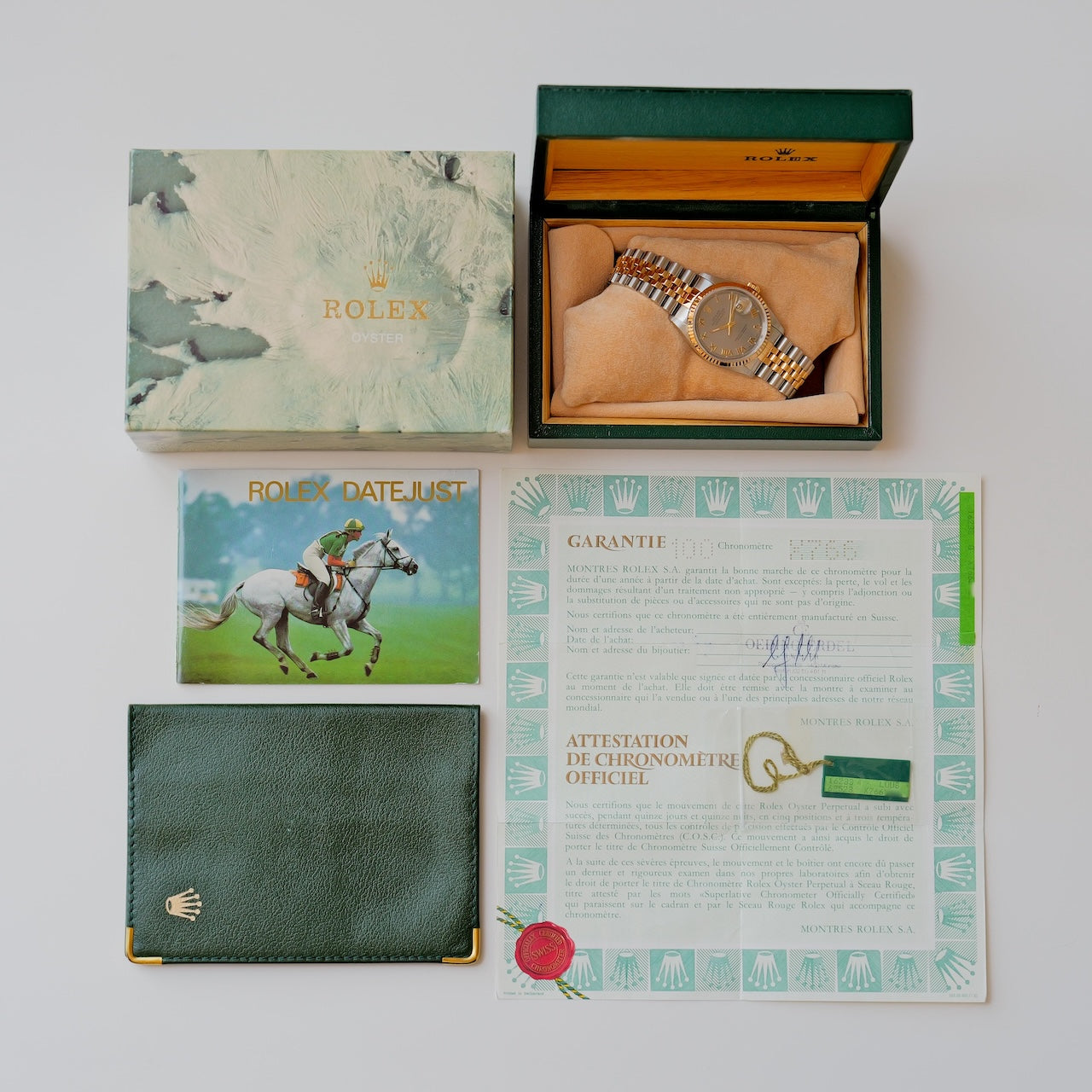 ロレックス/デイトジャスト/X番/グレー ローマンダイヤル/箱・保証書付フルセット/ROLEX DATE-JUST REF.16233 18KYG “GREY ROMAN” 1991y with Box and Paper